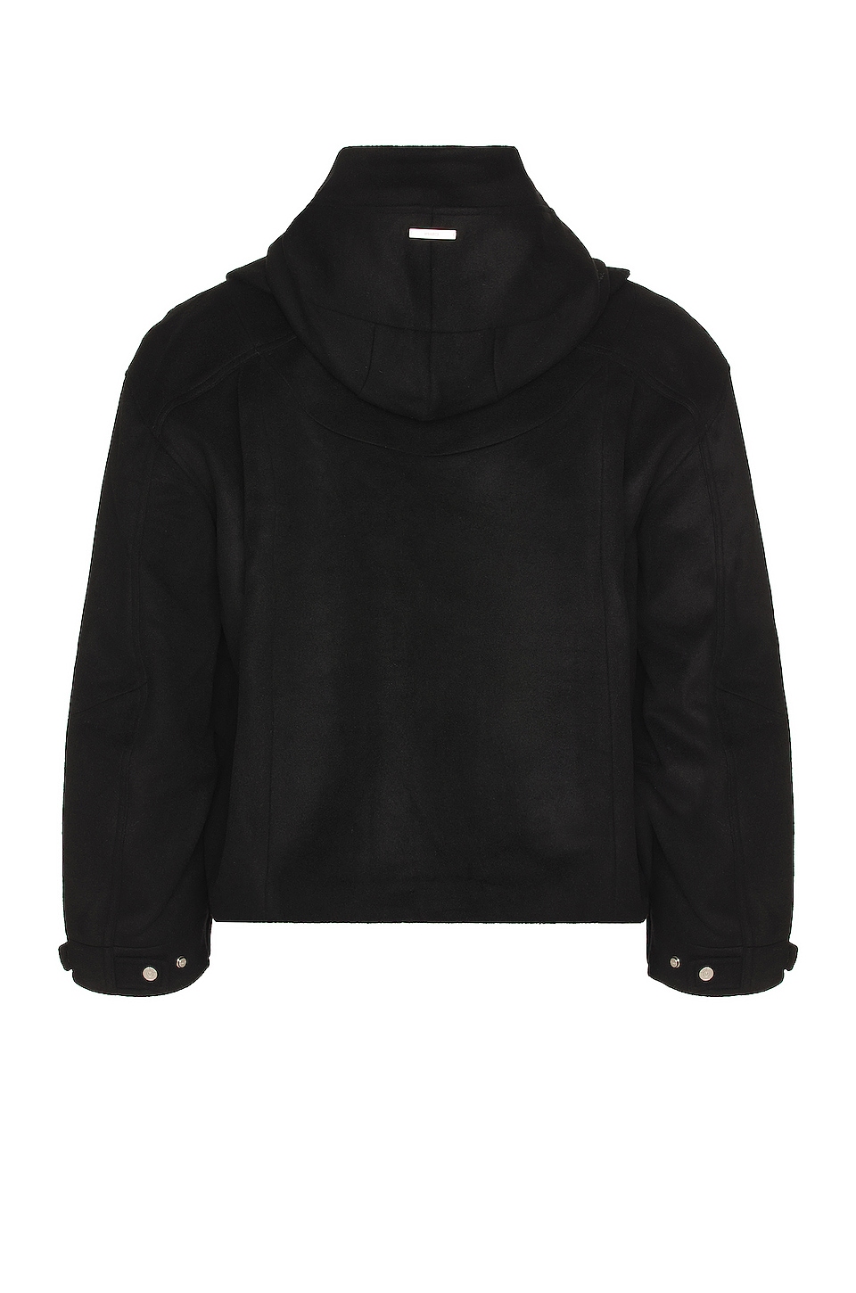 C2H4 Intervene Paneled Woolen Windbreaker in Fuzzy Black