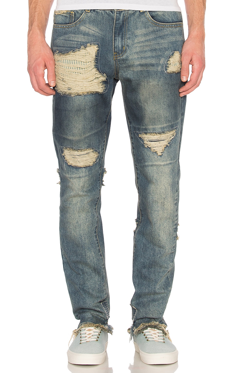 distressed stonewashed denim jeans