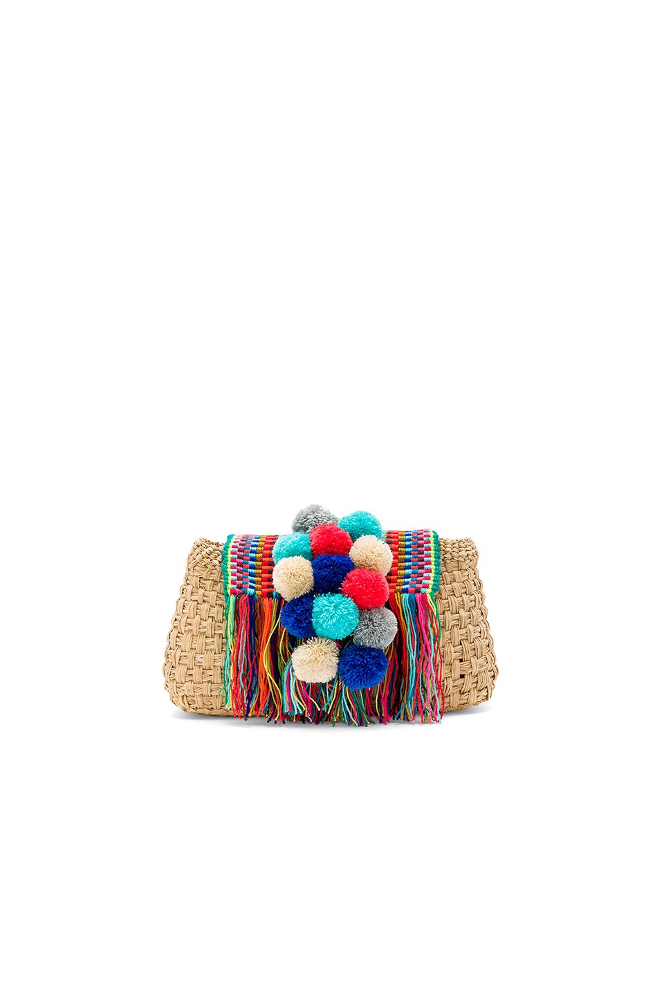 Straw Wicker Raffia Basket Bags with Pom Poms
