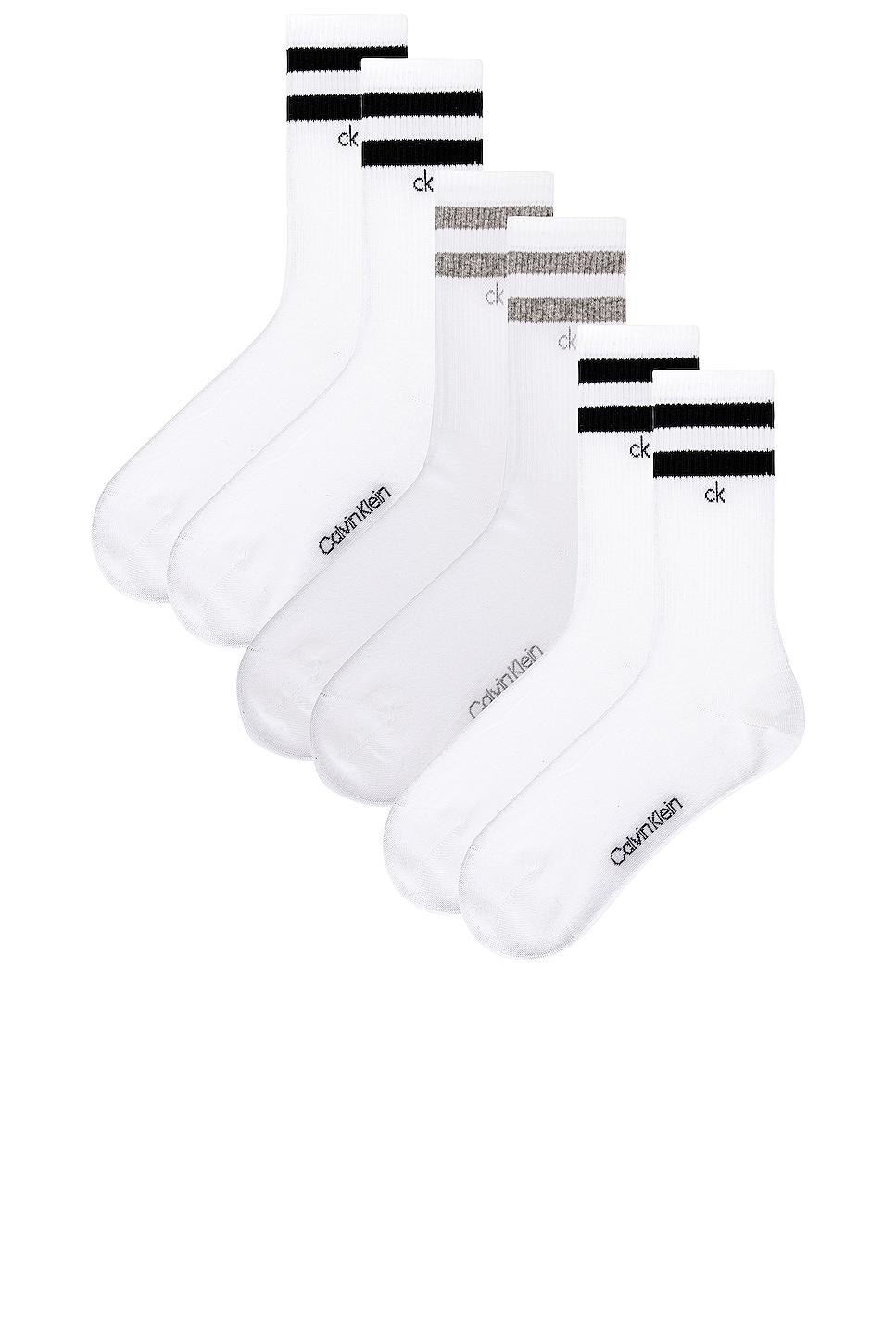 Calvin Klein Mens 3pk Casual Crew Socks in White Assorted | REVOLVE