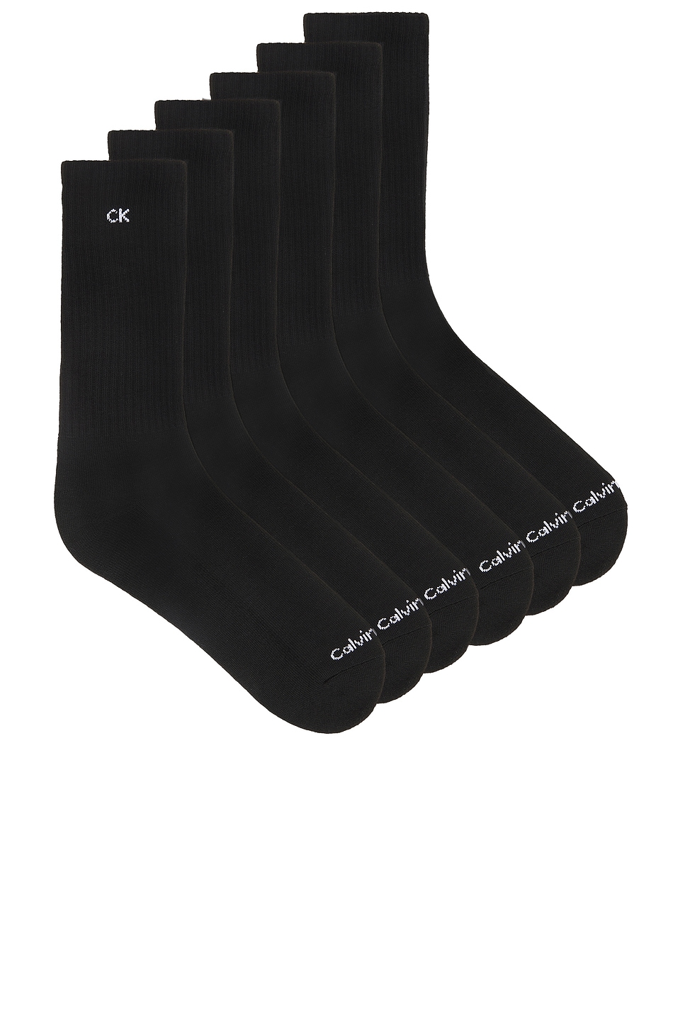 Calvin Klein 6 Pack Basic Cushion Crew Socks in Black | REVOLVE