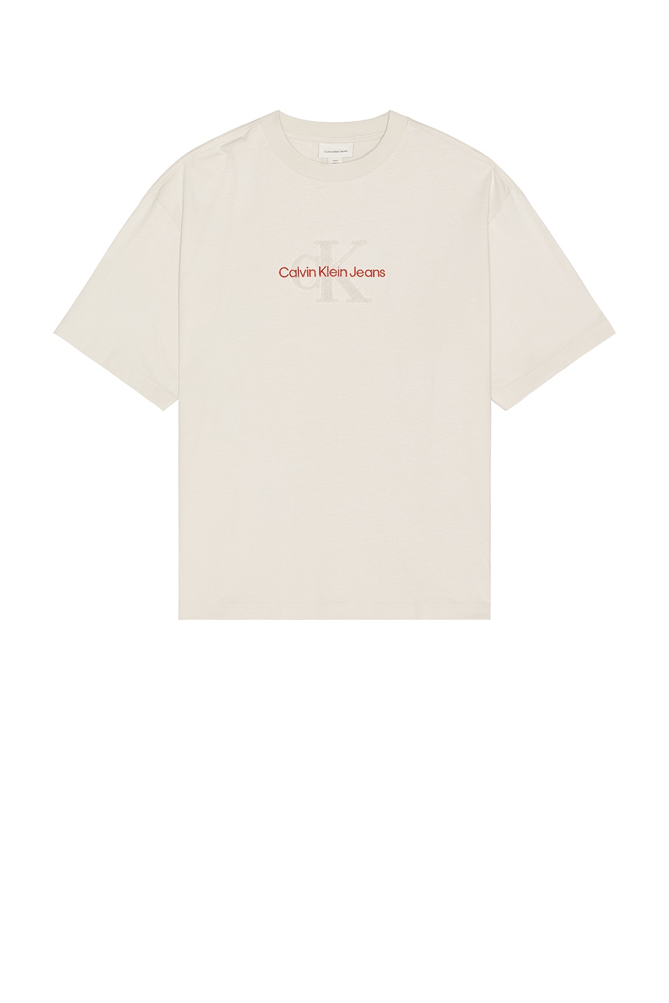 Calvin Klein Short Sleeve Archive Jersey Logo Tee in Chalk