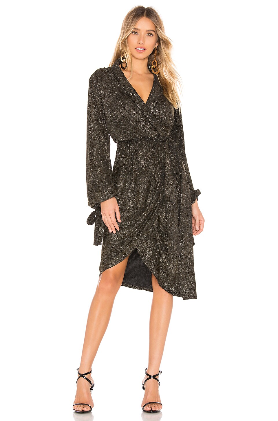 C/MEO Alight Midi Dress in Black Metallic