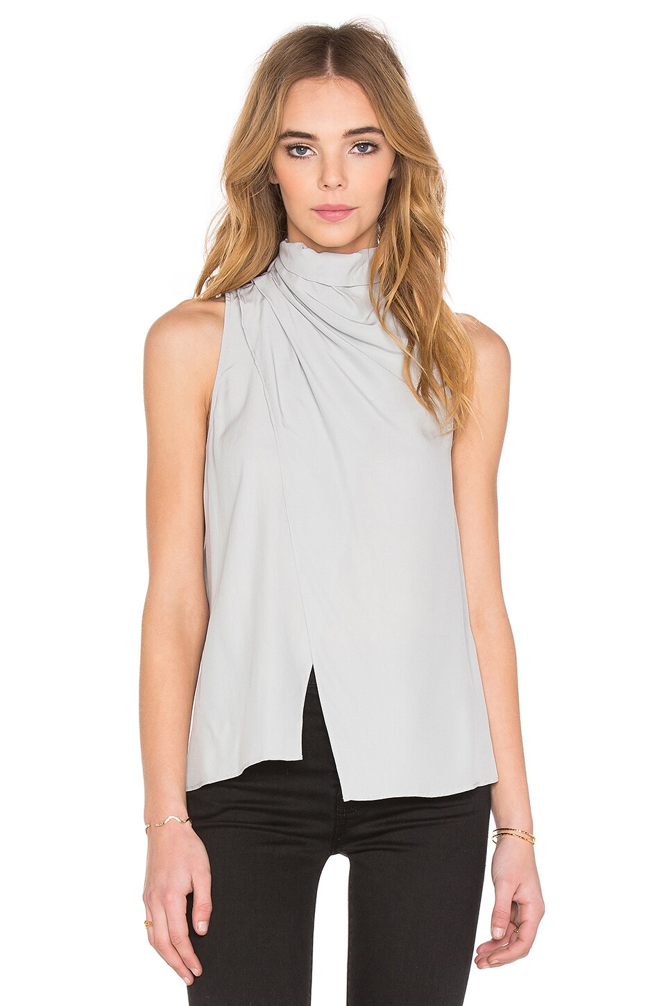 C/MEO Crossing Paths Silk Top in Silver | REVOLVE