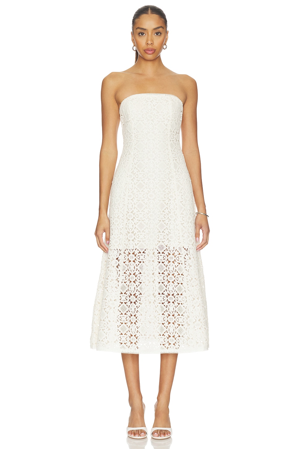 strapless crochet dress Bodycon 34.5 hips Blue Deep Sea Crochet Maxi