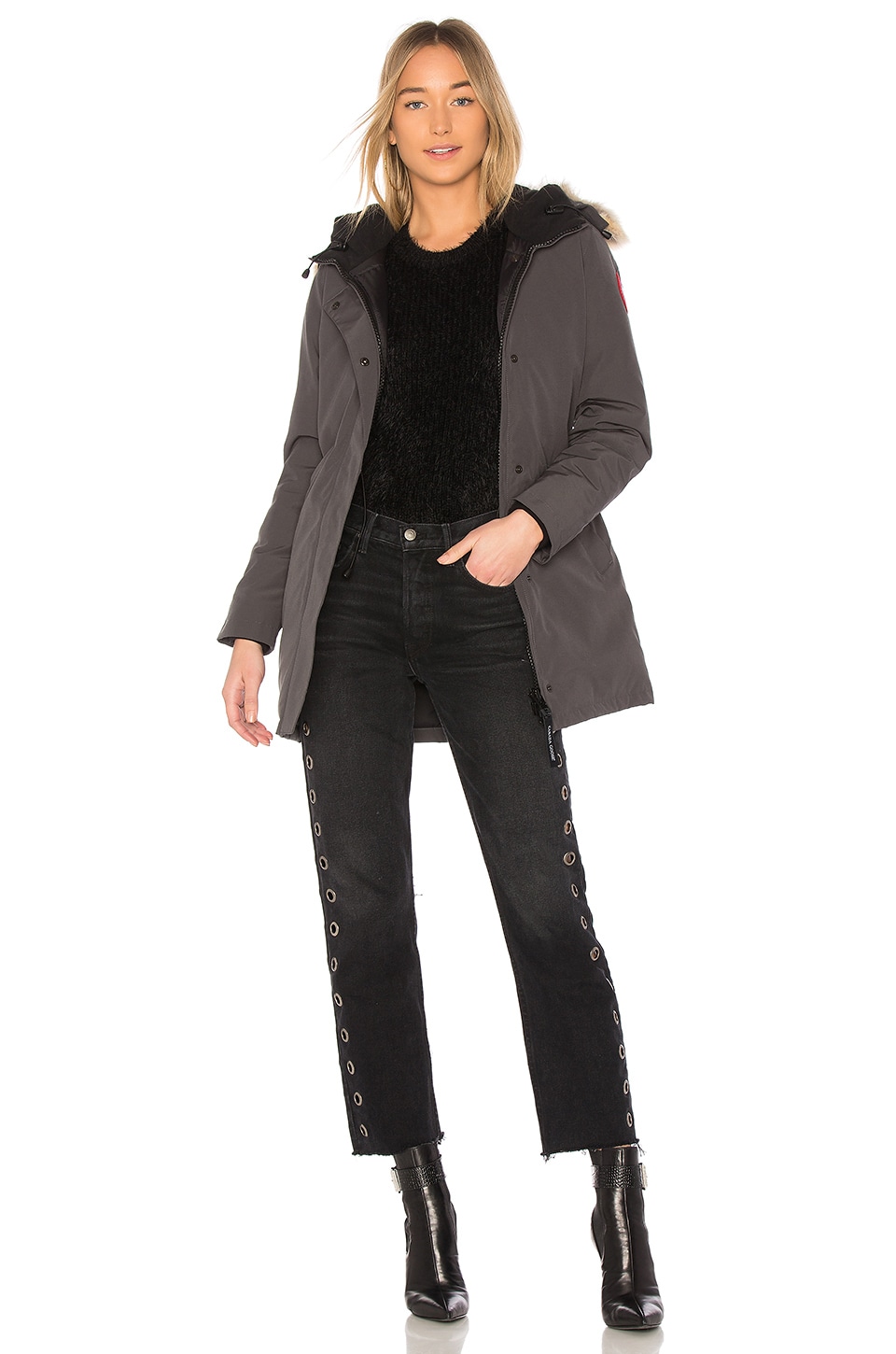 Canada Goose womens sale store - Canada Goose Victoria Parka with Coyote Fur Trim in Graphite | REVOLVE