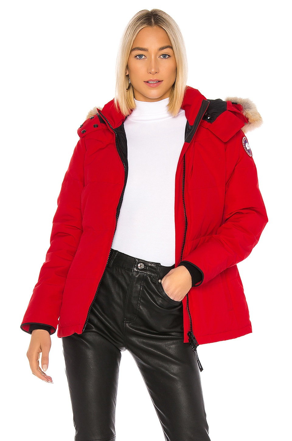 canada goose red long jacket