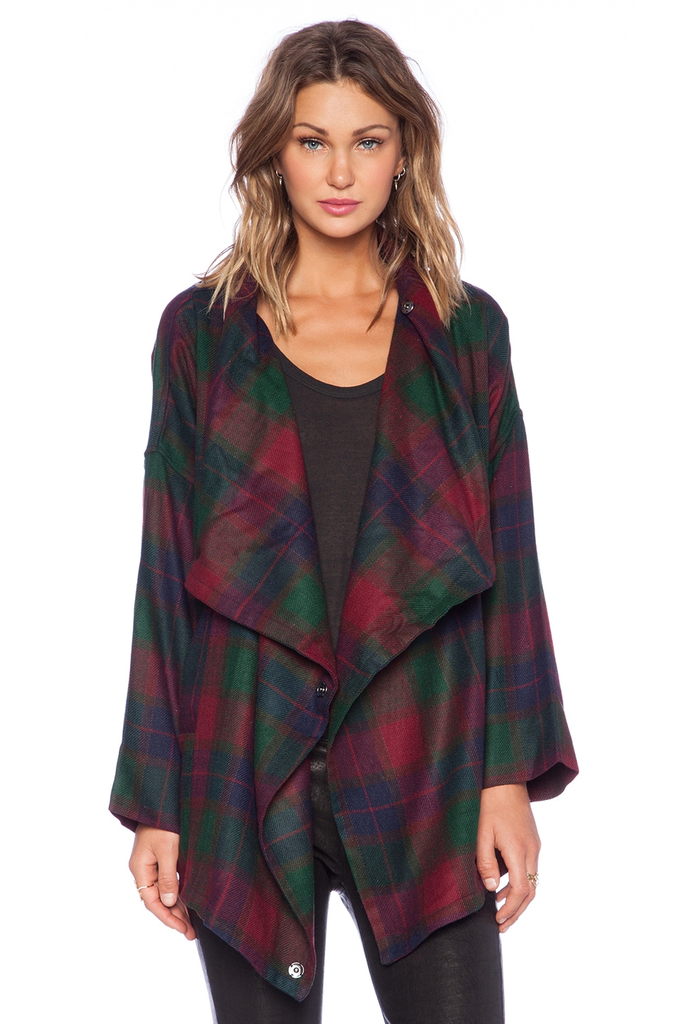 Capulet Wrap Jacket in Red Plaid | REVOLVE