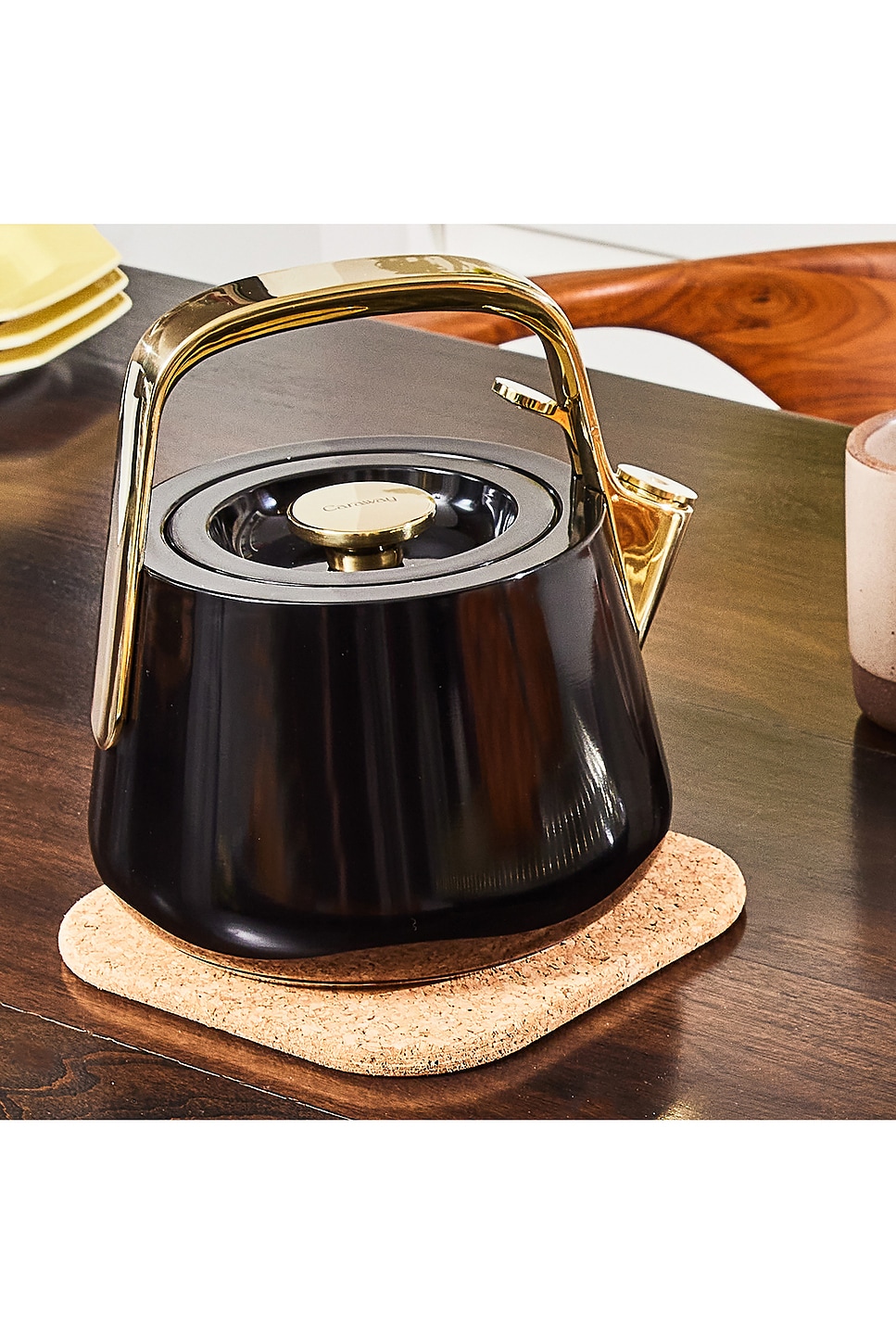 Caraway Whistling Tea Kettle in Black & Gold | REVOLVE