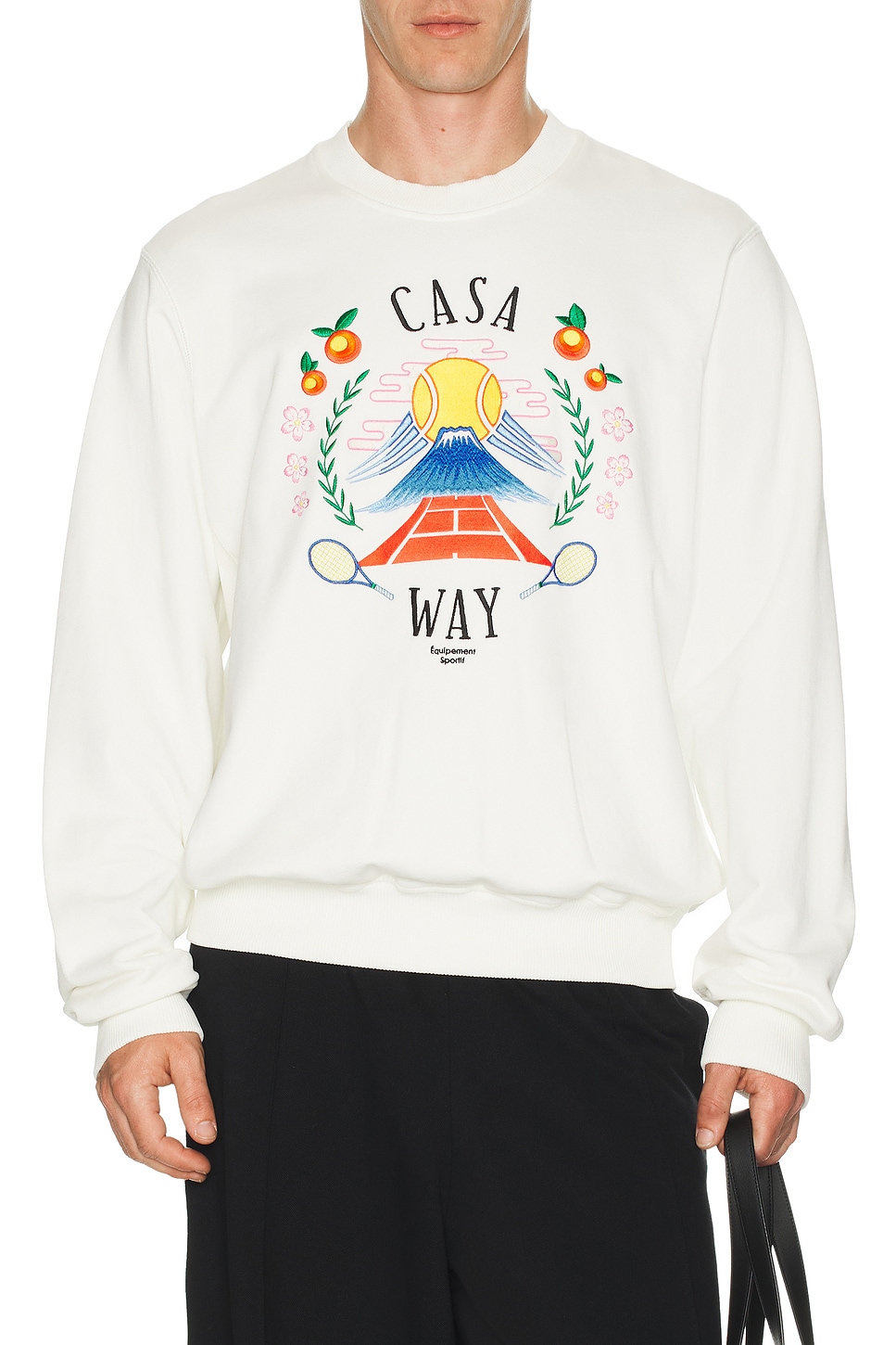 Casablanca Casa Way Mountain Embroidered Sweatshirt in Off White