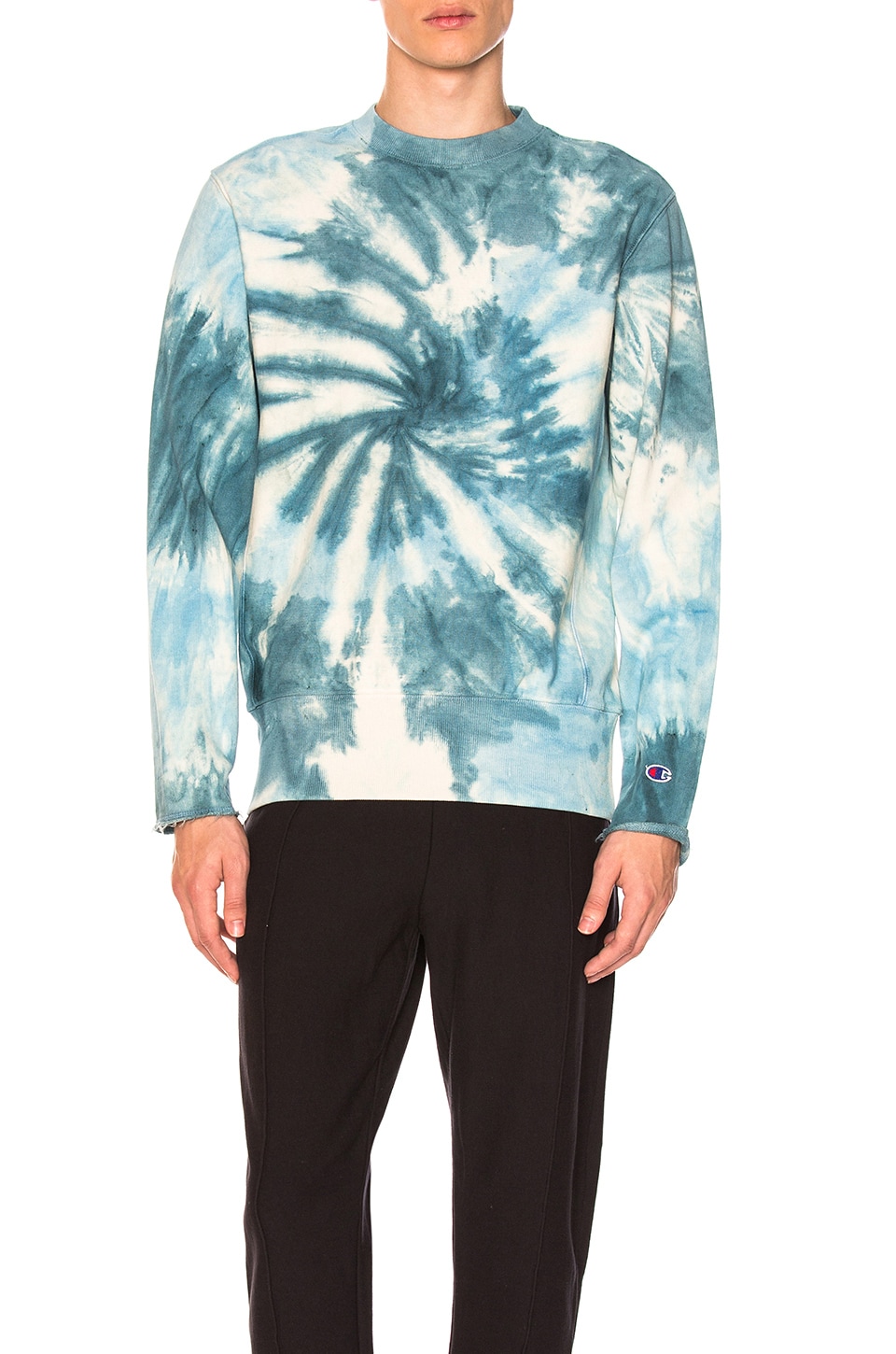 blue tie dye champion hoodie