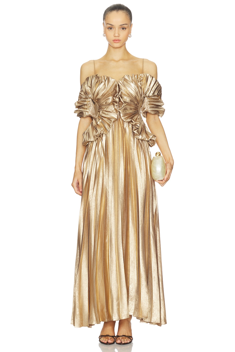acler gold dress Acler Hillsome Maxi Dress in Gold