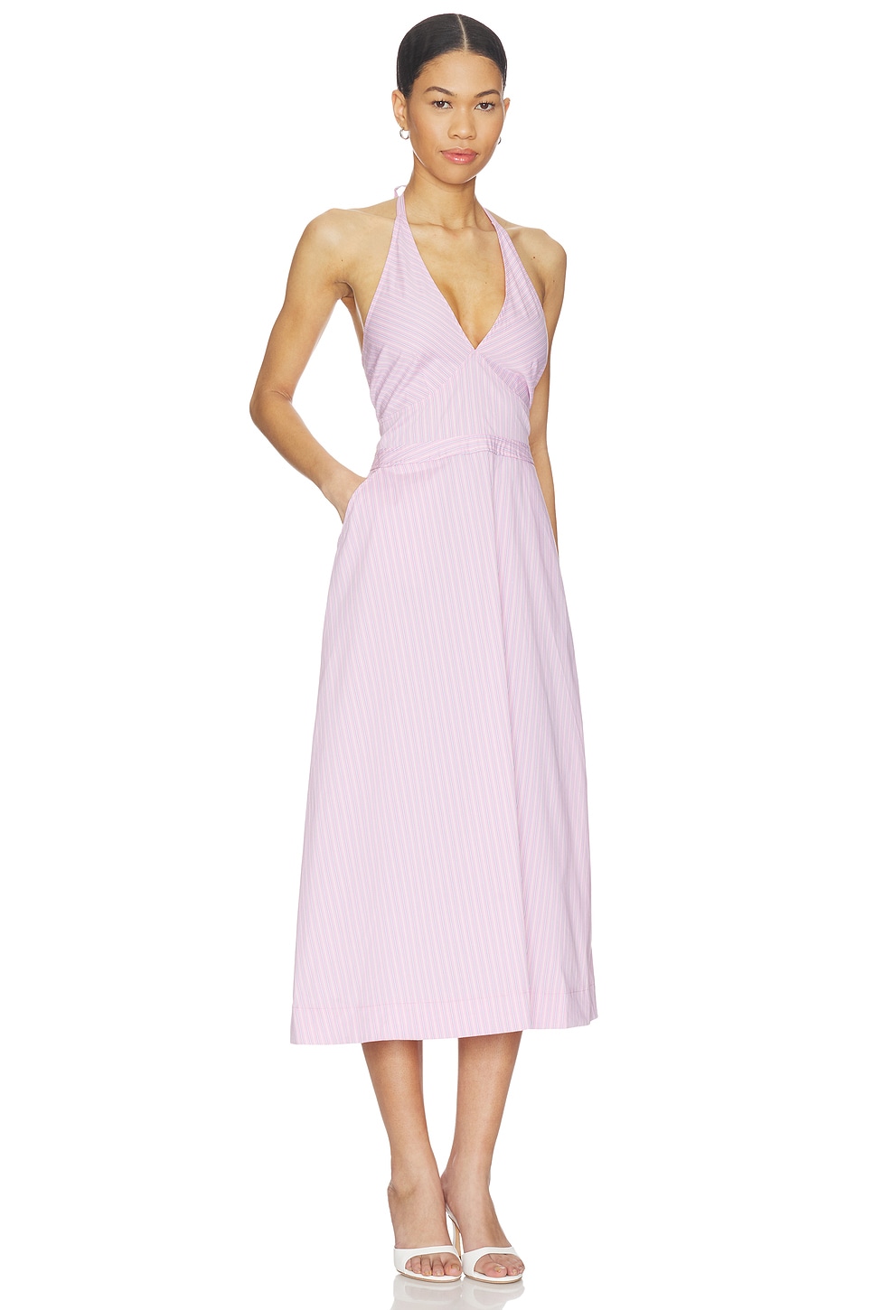 Ora Poplin Stripe Halter Dress - thumbnail 3