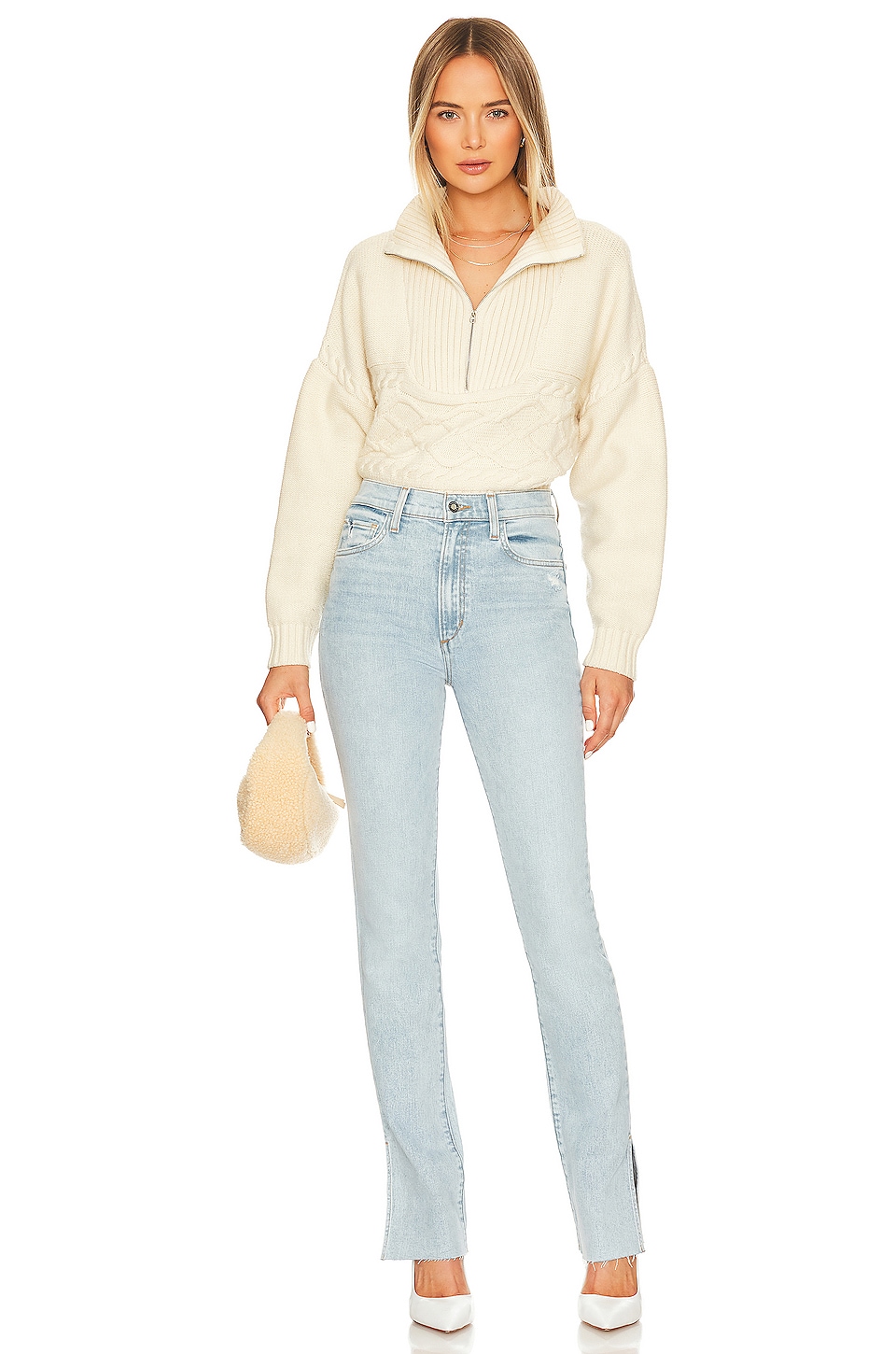 Tiegen Cables Half Zip Sweater