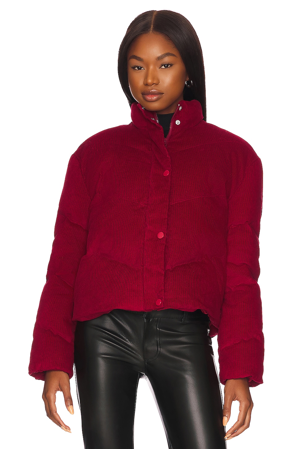 Central Park West Blake Corduroy Quilted Jacket in Crimson