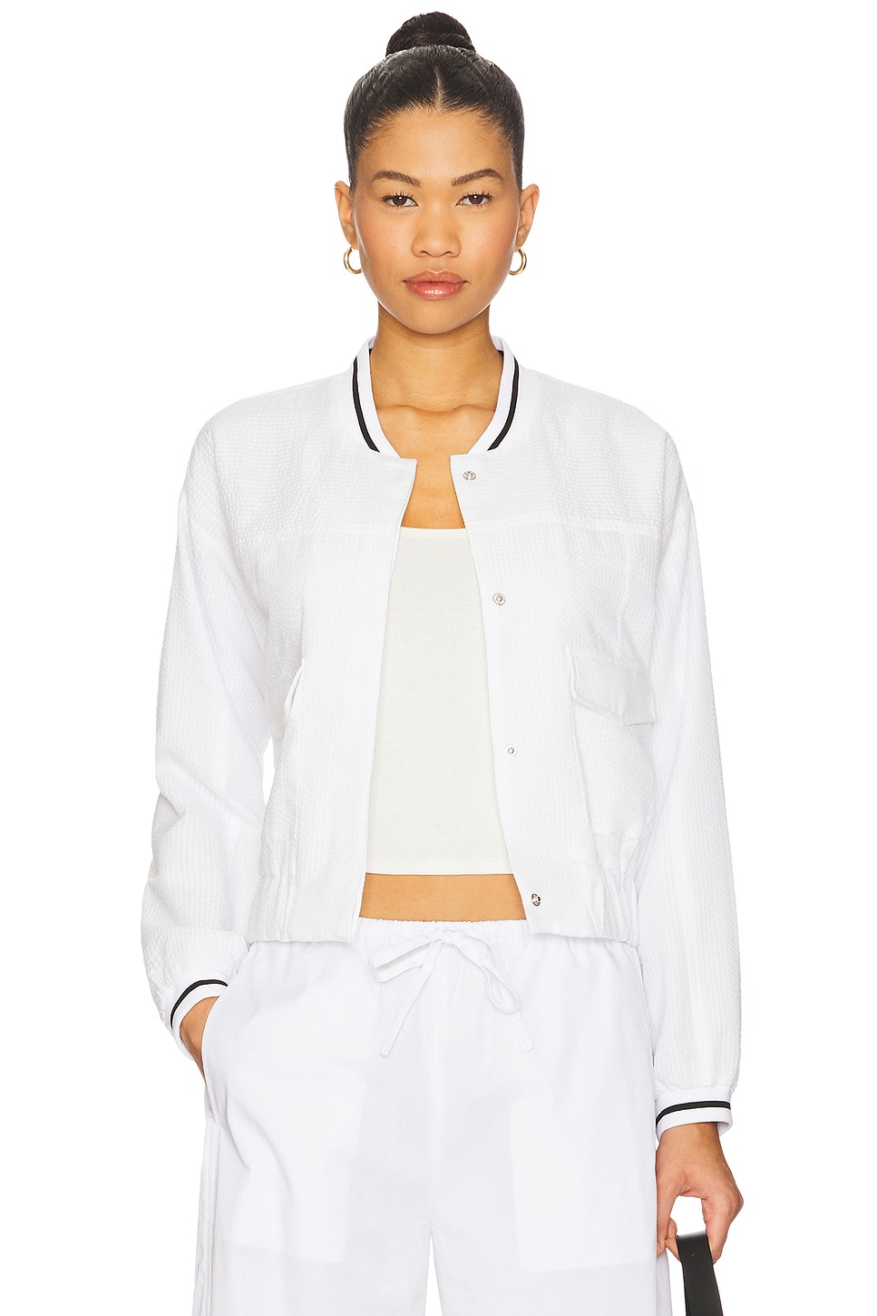 Alina Varsity Stripe Bomber - Thumbnail 1
