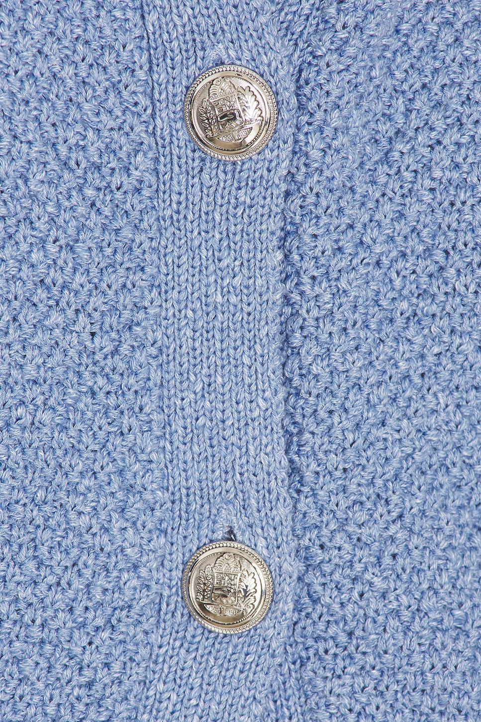 Central Park West Seed Stitch Short Sleeve Cardigan in Blue