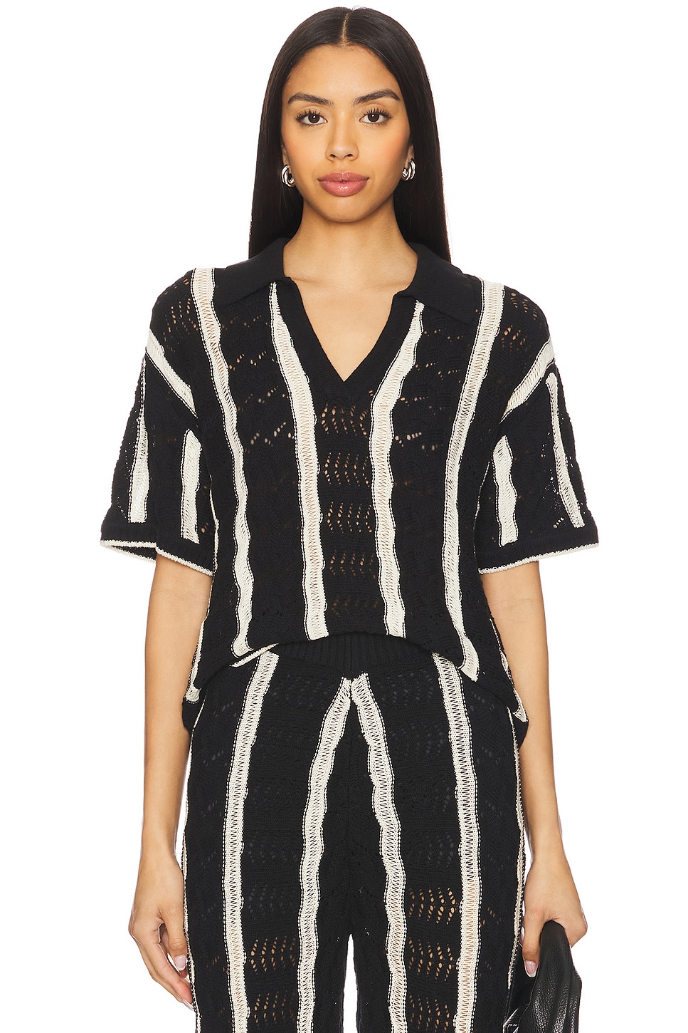 Central Park West Novelty Stitch Polo