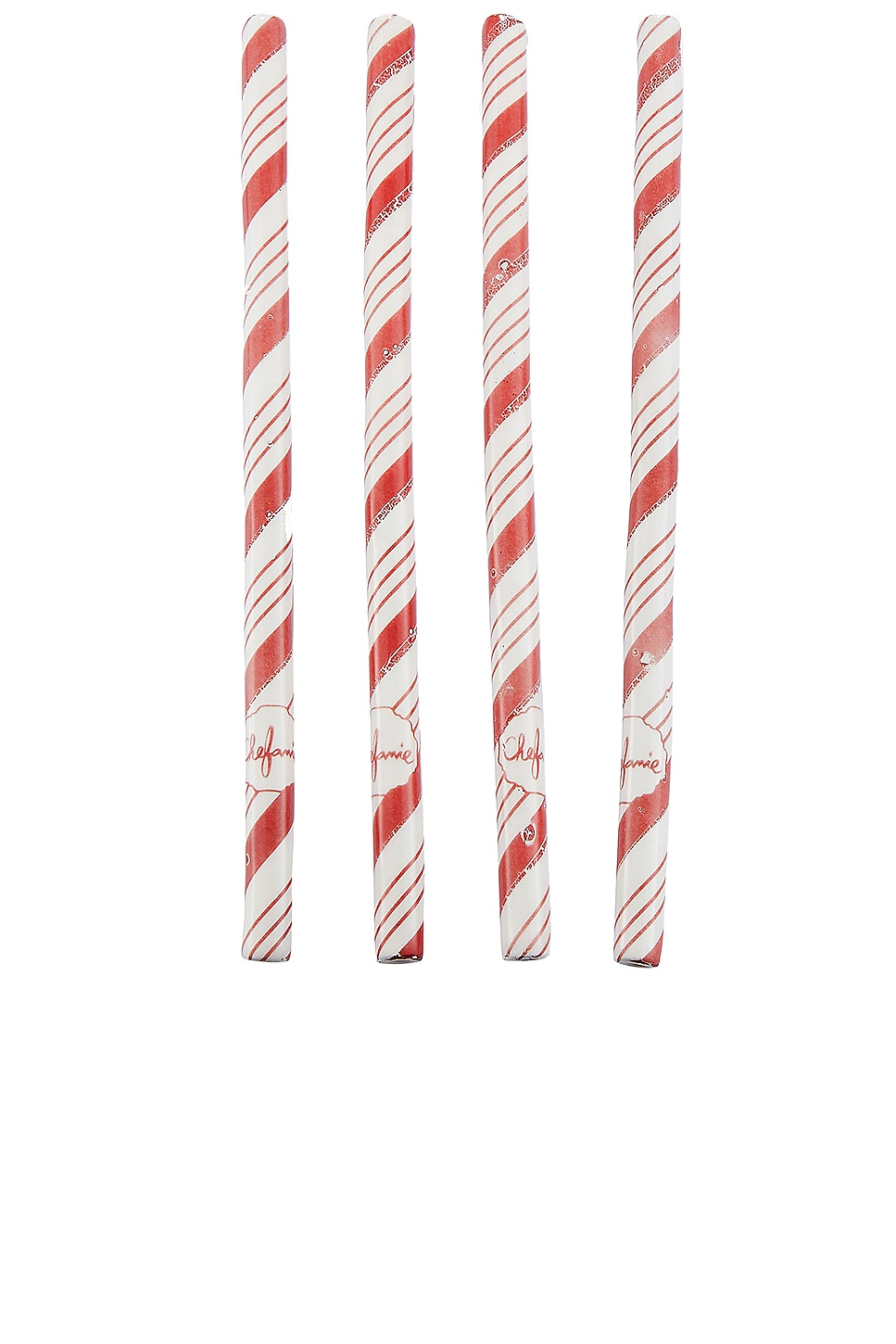 Chefanie Candy Cane Ceramic Straw Set