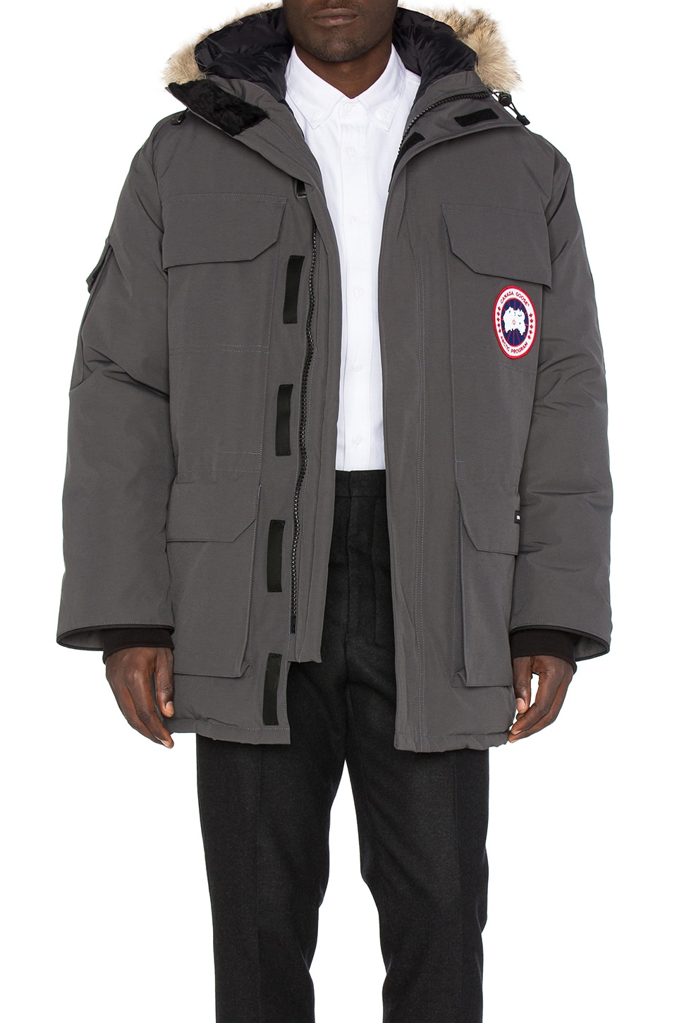 CANADA GOOSE Expedition Coyote Fur-Trimmed Jacket in Graphite | ModeSens