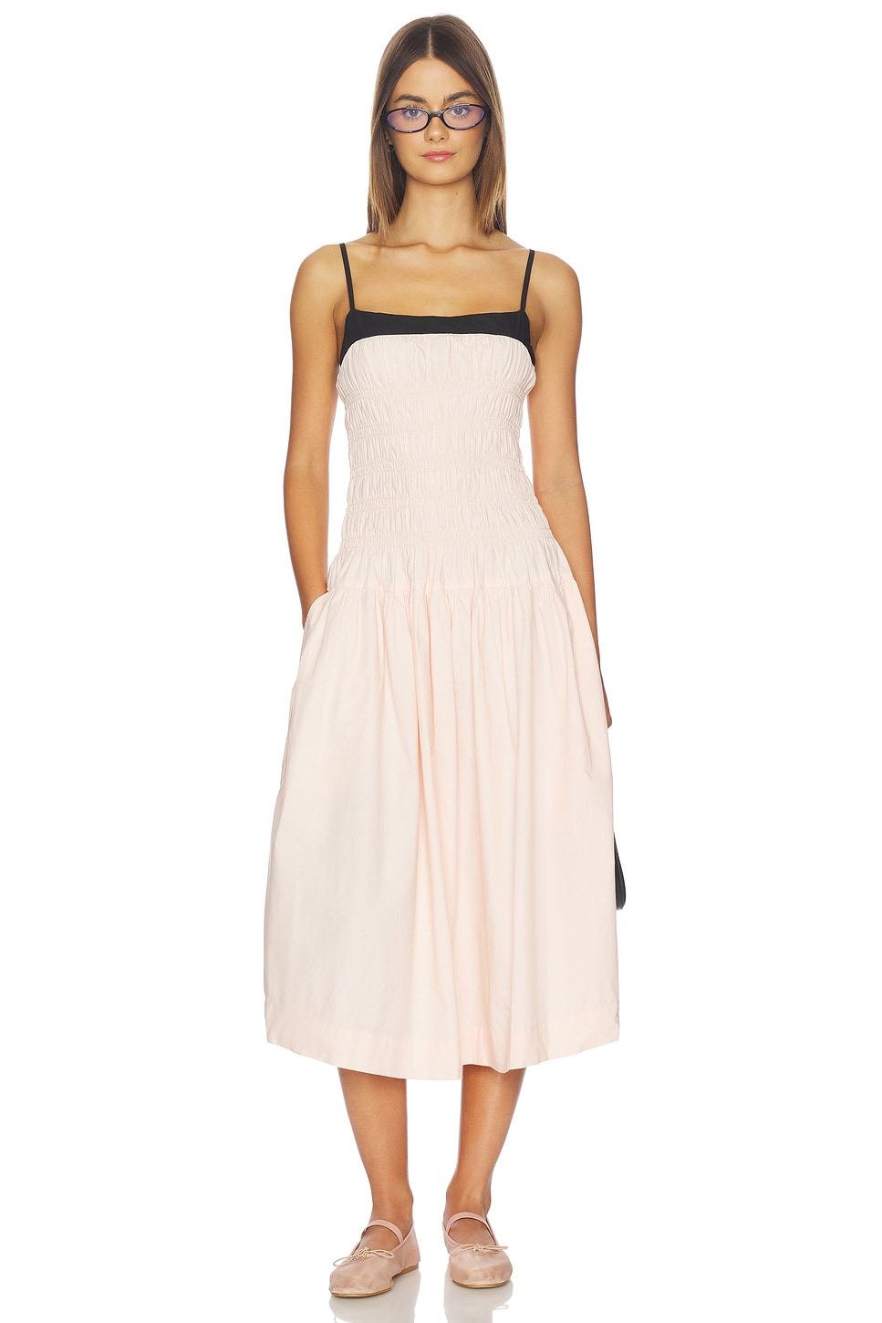 pink pregnancy dress Smocked Mock Neck Long Sleeve Maternity Dress BLUSH / SMALL