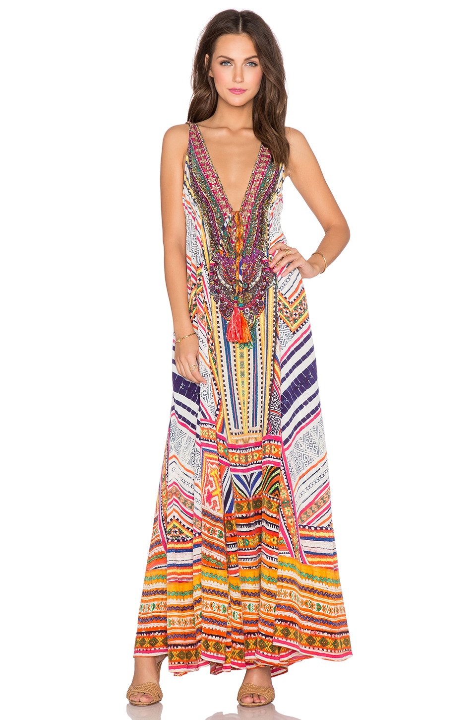 v neck drawstring dress