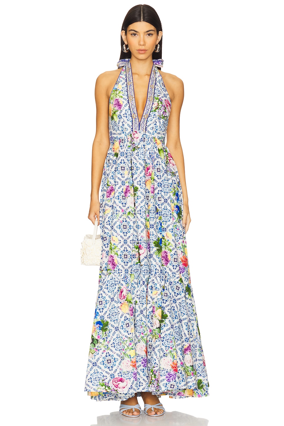 Camilla Ruffle Hem Halter Dress in Wall To Wall Wonders