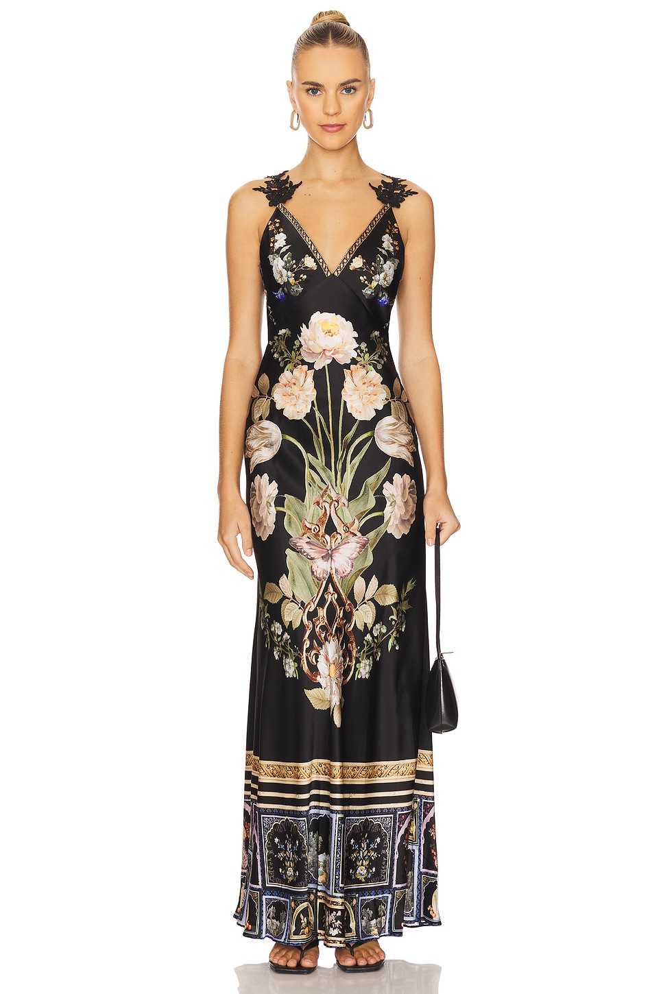 V Neck Full Length Bias Slip Dress