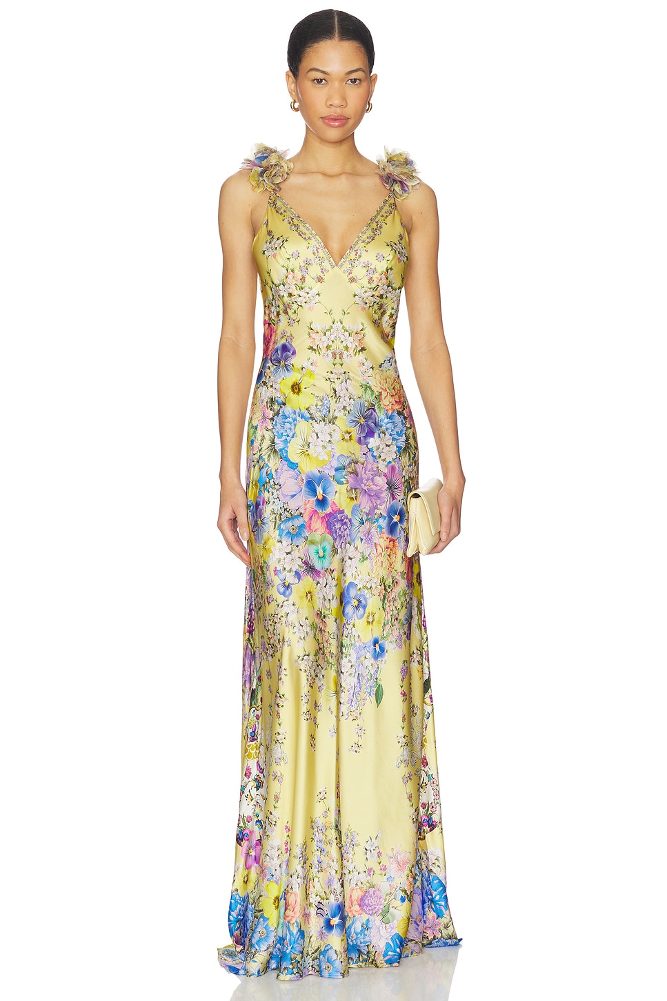 Camilla Bias Slip Dress With Back Frill in Darling Buds | REVOLVE