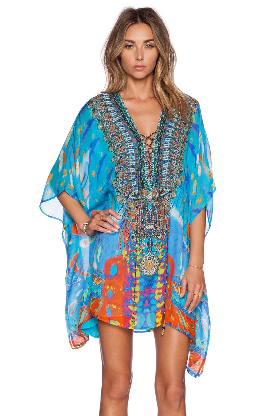 Camilla Short Lace Up Kaftan in Take My Hand | REVOLVE