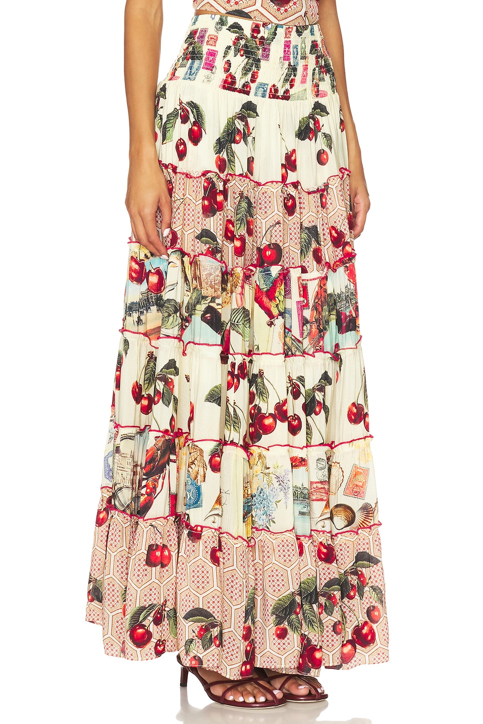 Camilla Shirred Waist Tiered Circle Skirt thumbnail
