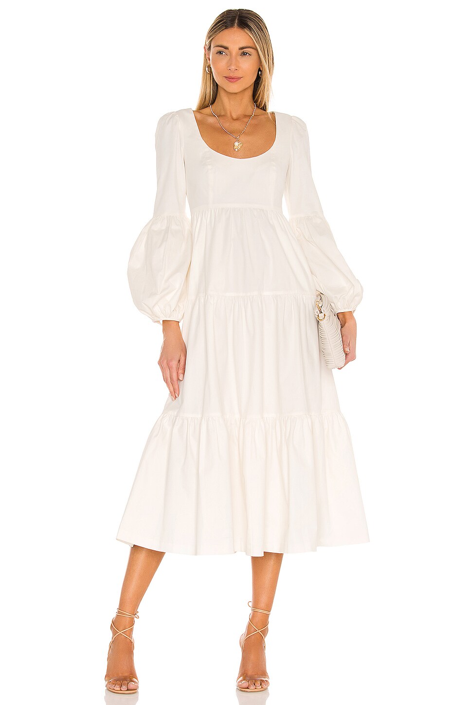 PatBo Plunge lace Sleeve Maxi Dress