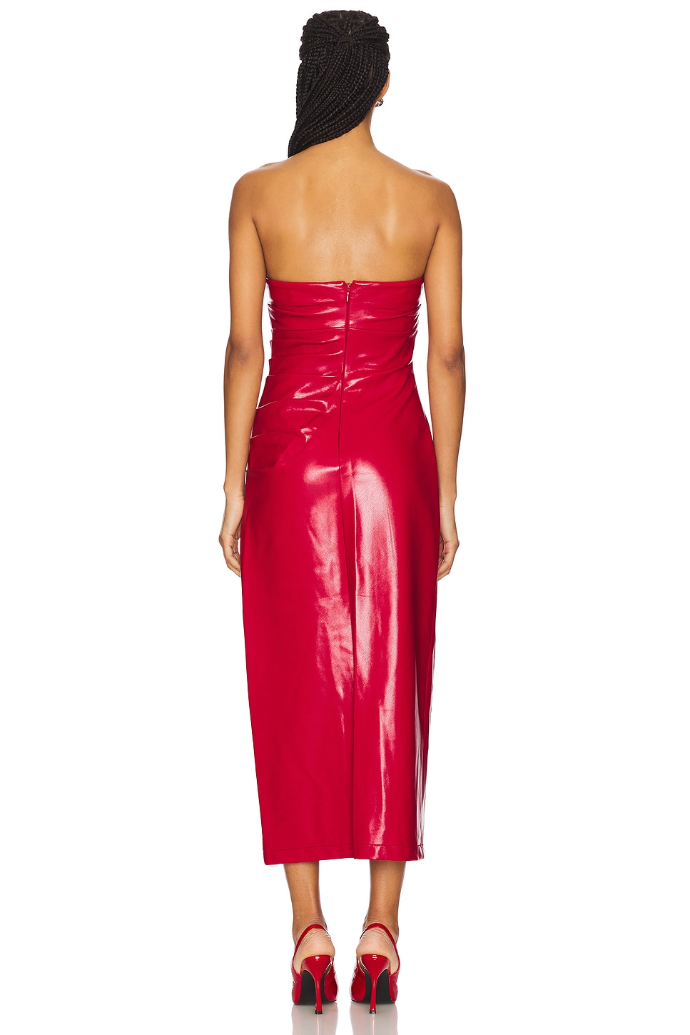Cinq a Sept Faux Leather Adira Dress in Red Currant | REVOLVE