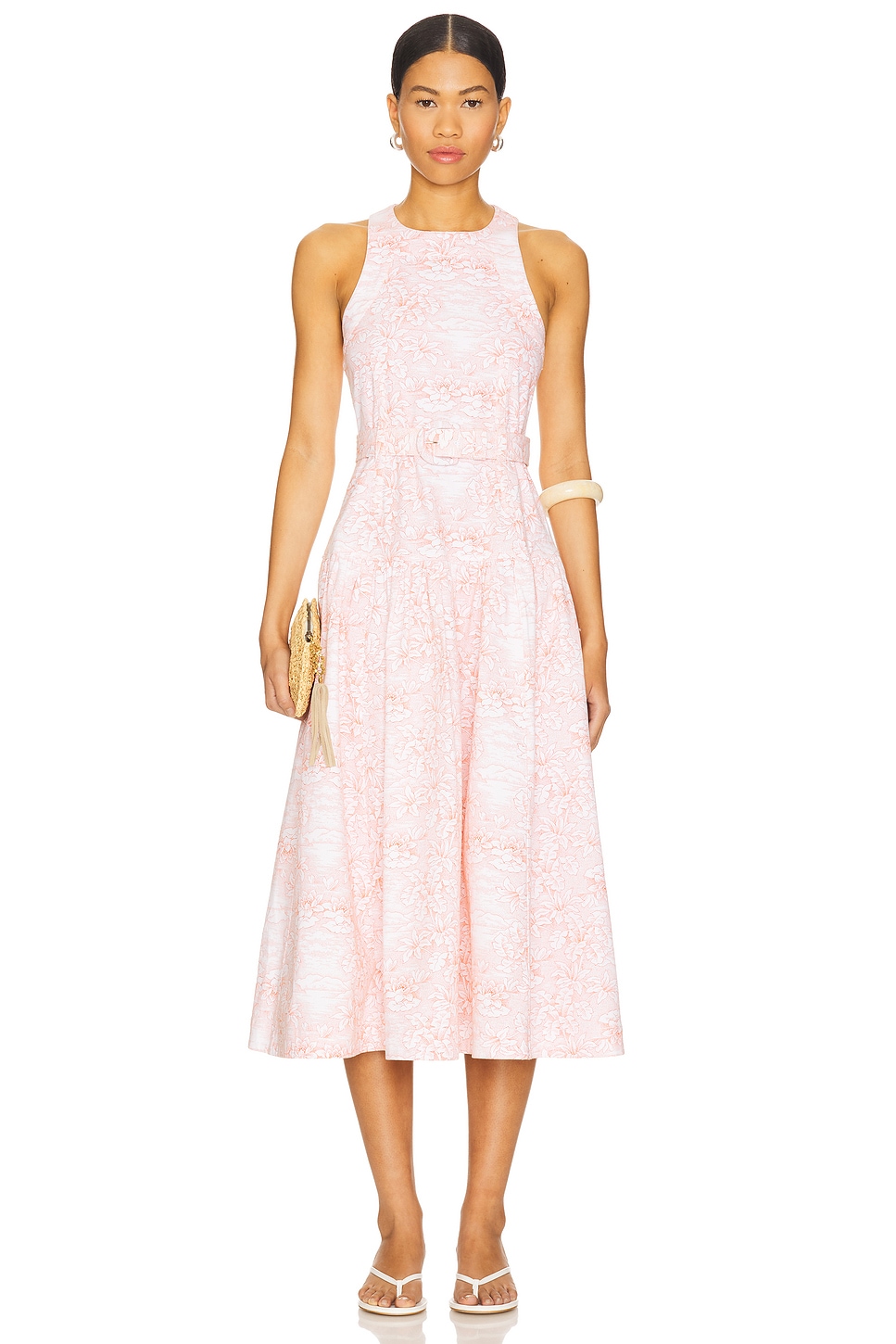 Cinq a Sept Scenic Toile Zoey Dress in White & Cherry Tomato | REVOLVE