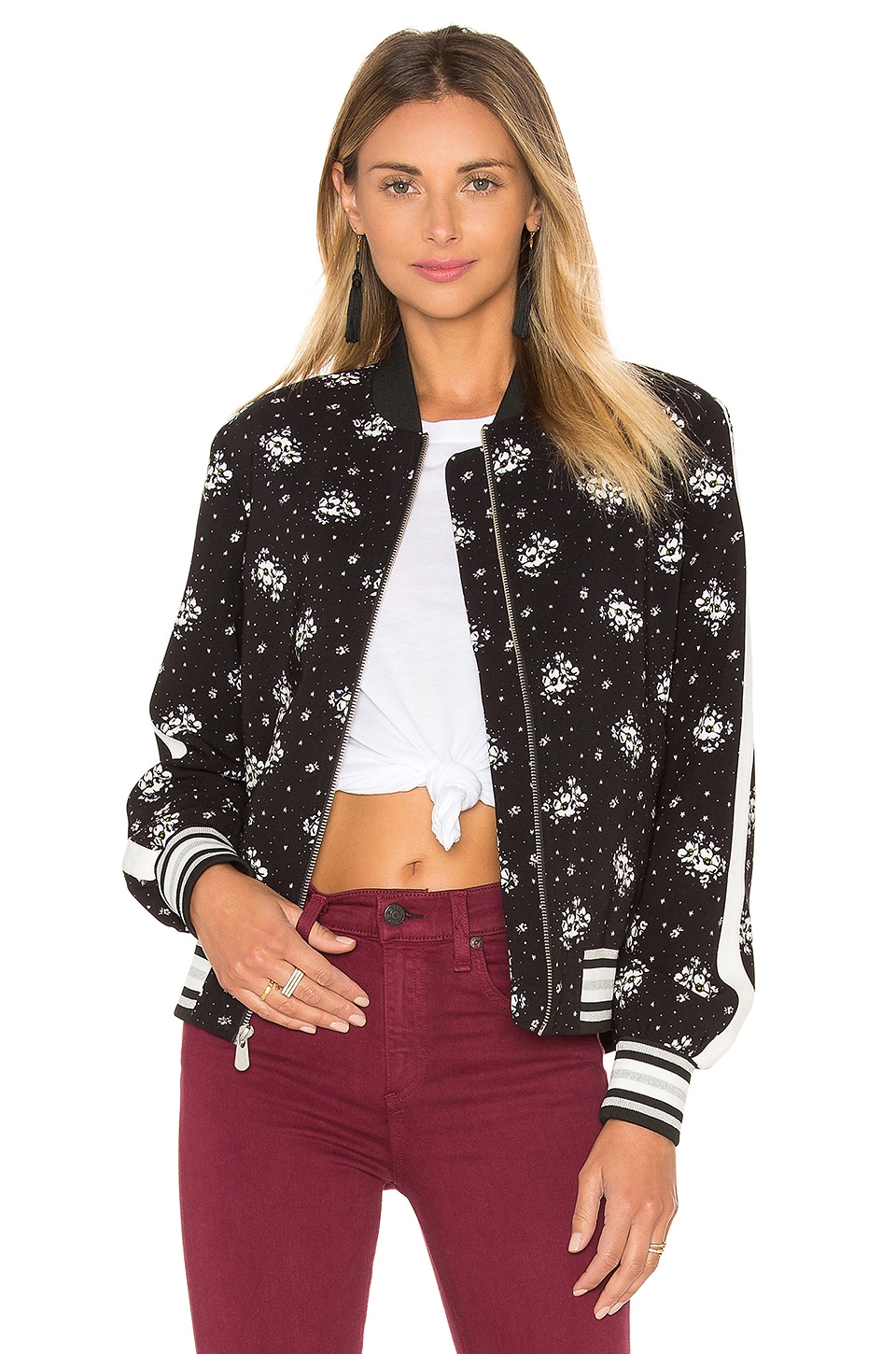 Cinq a Sept Stardust Floral Bomber Jacket in Black Multi | REVOLVE