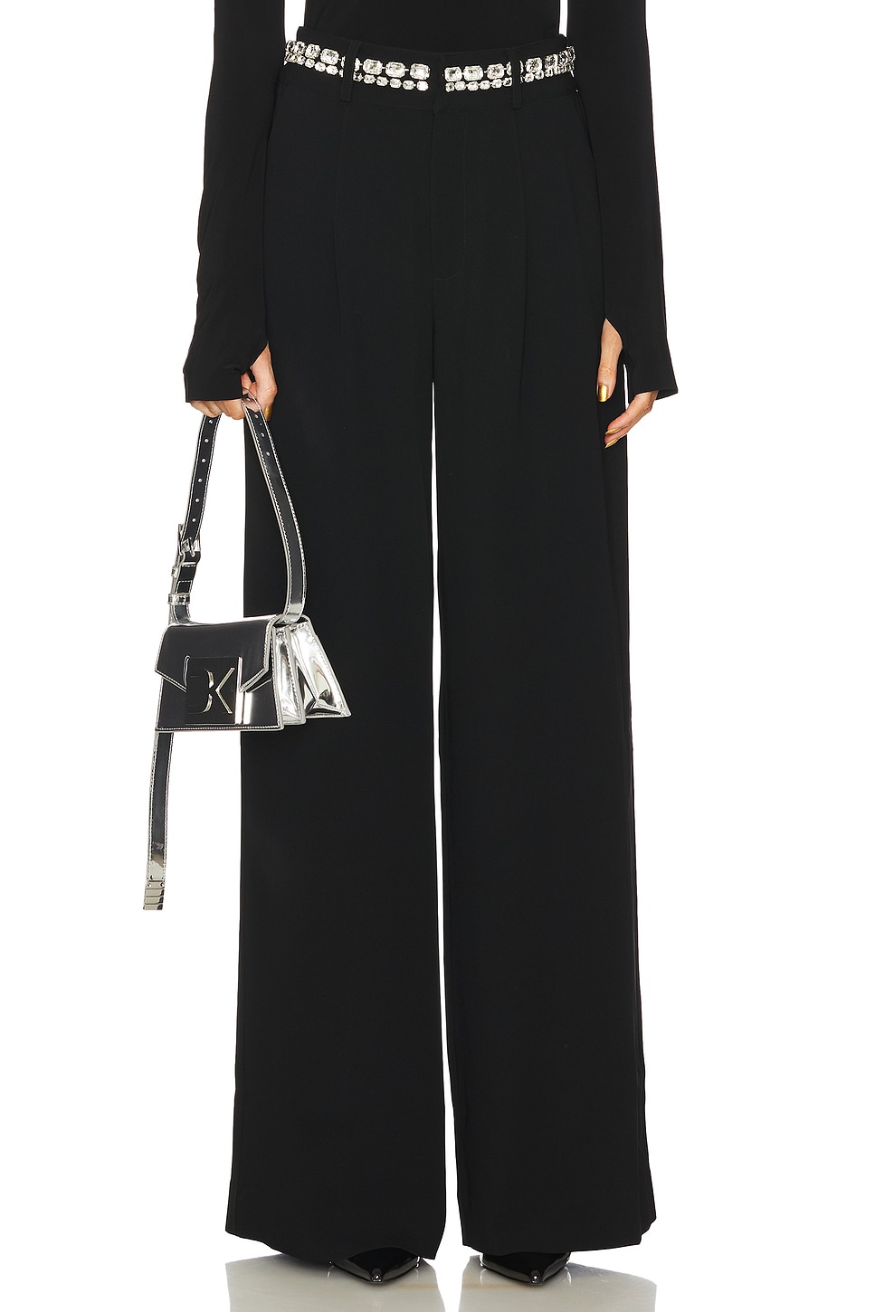 Cinq a Sept Rhinestone Chain Genna Pant in Black | REVOLVE