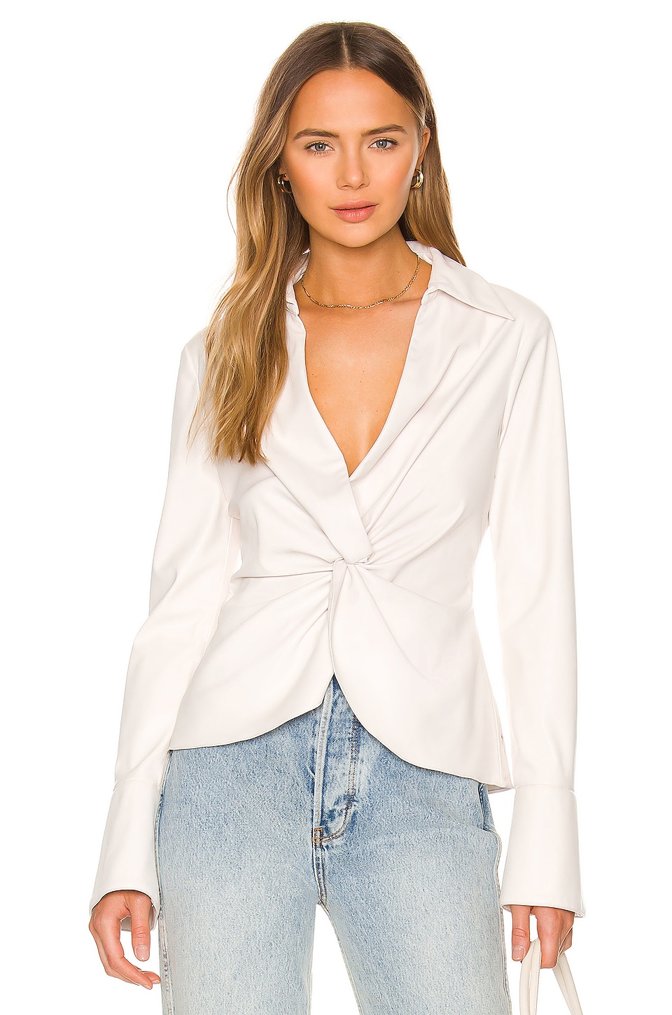 Cinq a Sept Faux Leather Mckenna Top in Ivory | REVOLVE