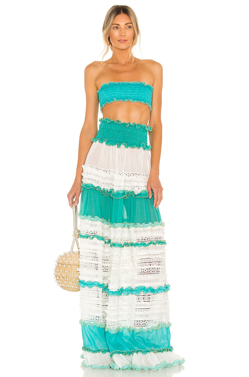 tiered lace maxi skirt