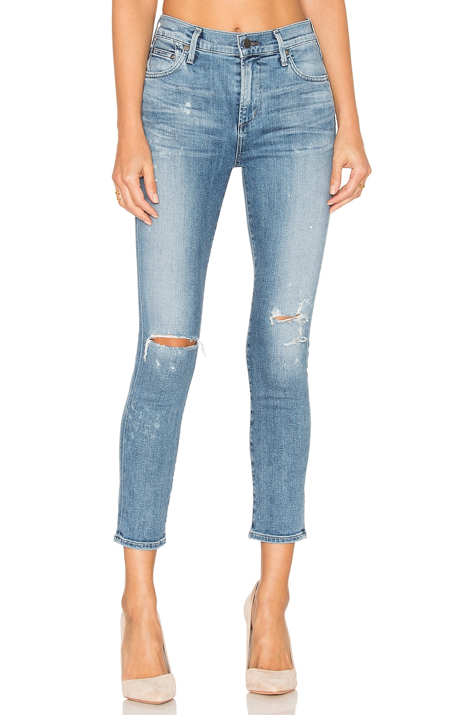 Citizens of Humanity Rocket High Rise Crop Skinny in Distressed Fizzle ...