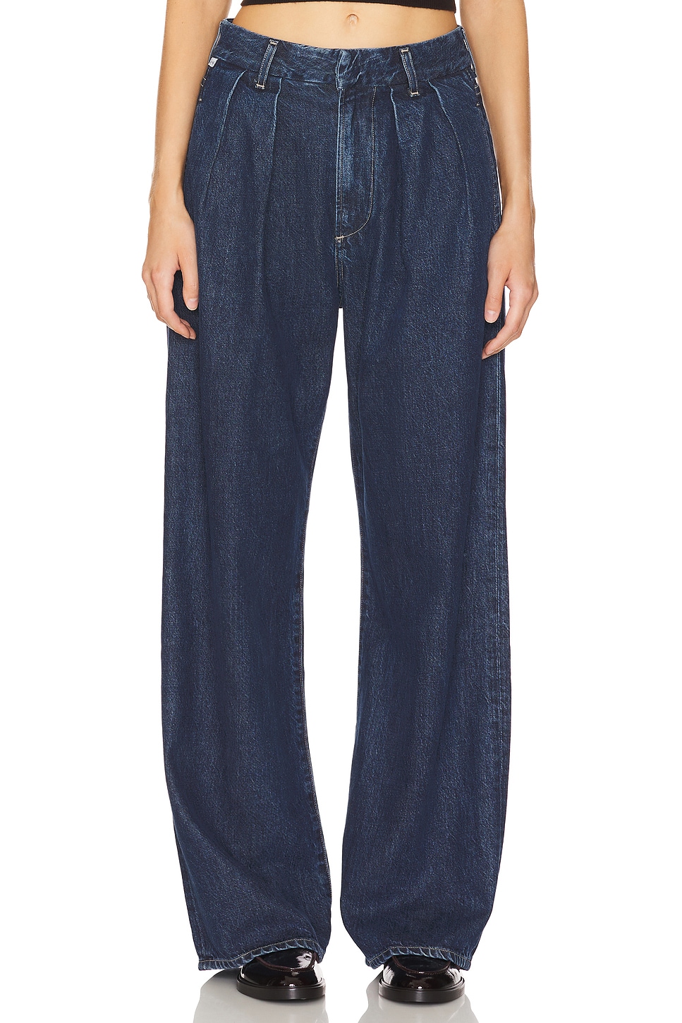 ボトムスその他 Citizens of Humanity Dark wide jeans with pleats CITIZENS OF HUMANITY Petra pleated high-rise wide-leg jeans