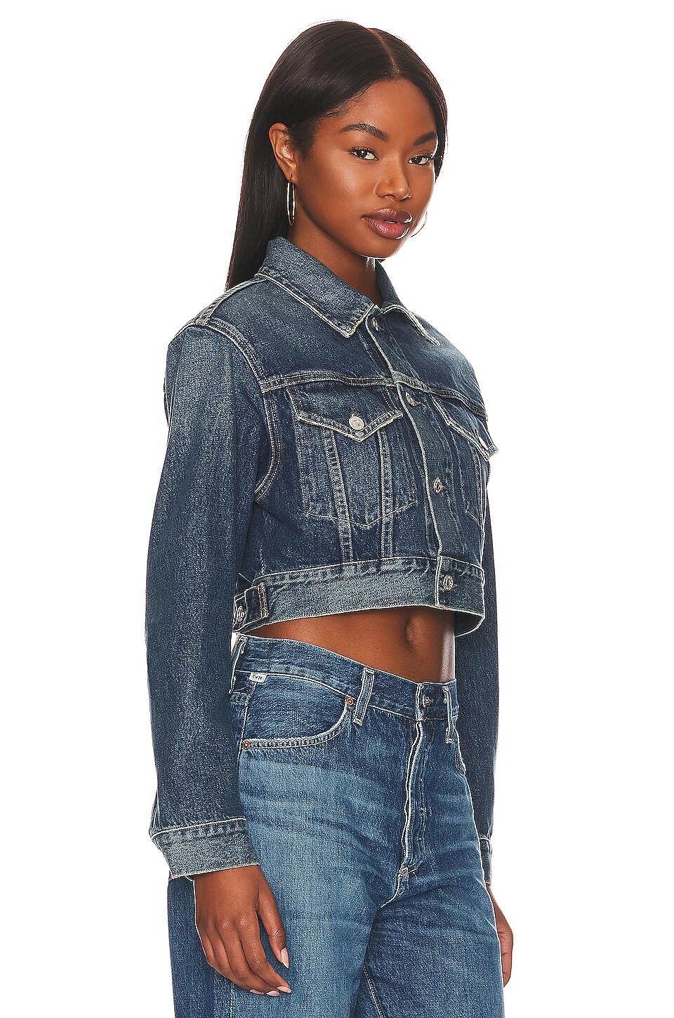 Citizens of Humanity Cybil Crop Denim Jacket in Fabian