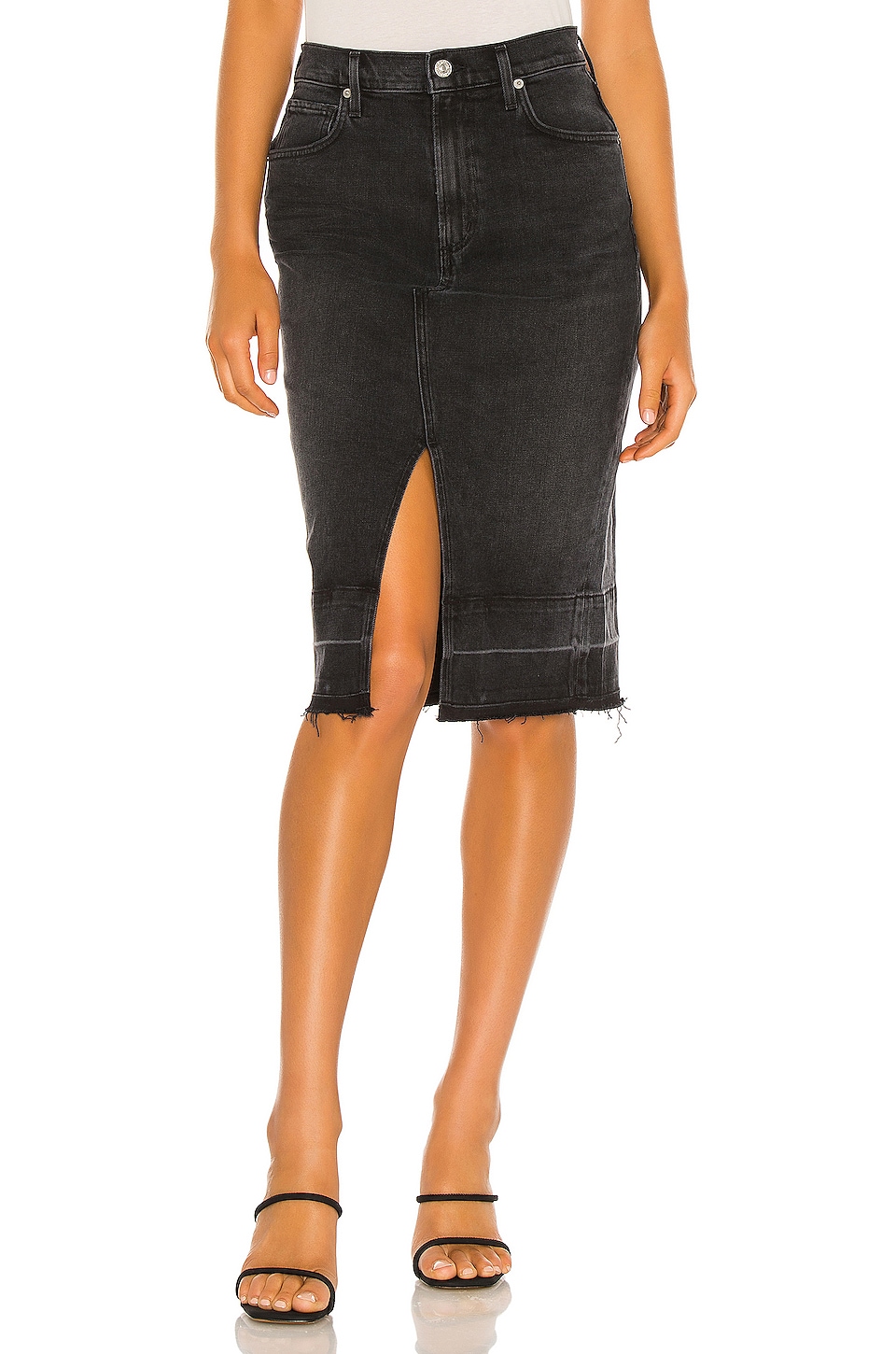 Citizens of Humanity Lauren Front Slit Midi Skirt in Oblivion