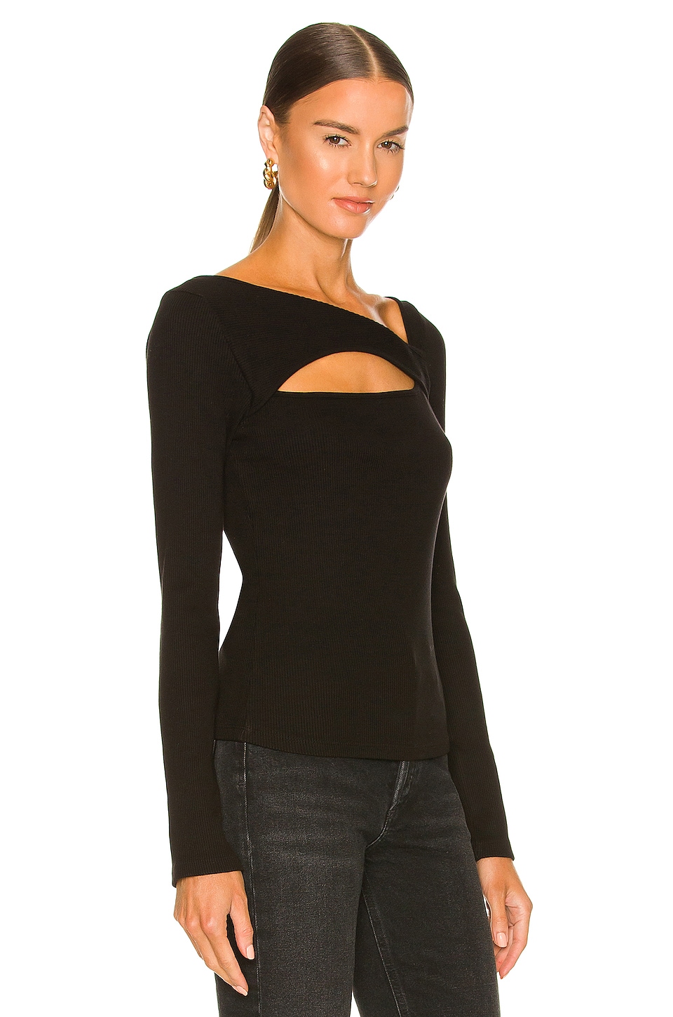 Citizens of Humanity Iris Long Sleeve Cut Out Top in Black