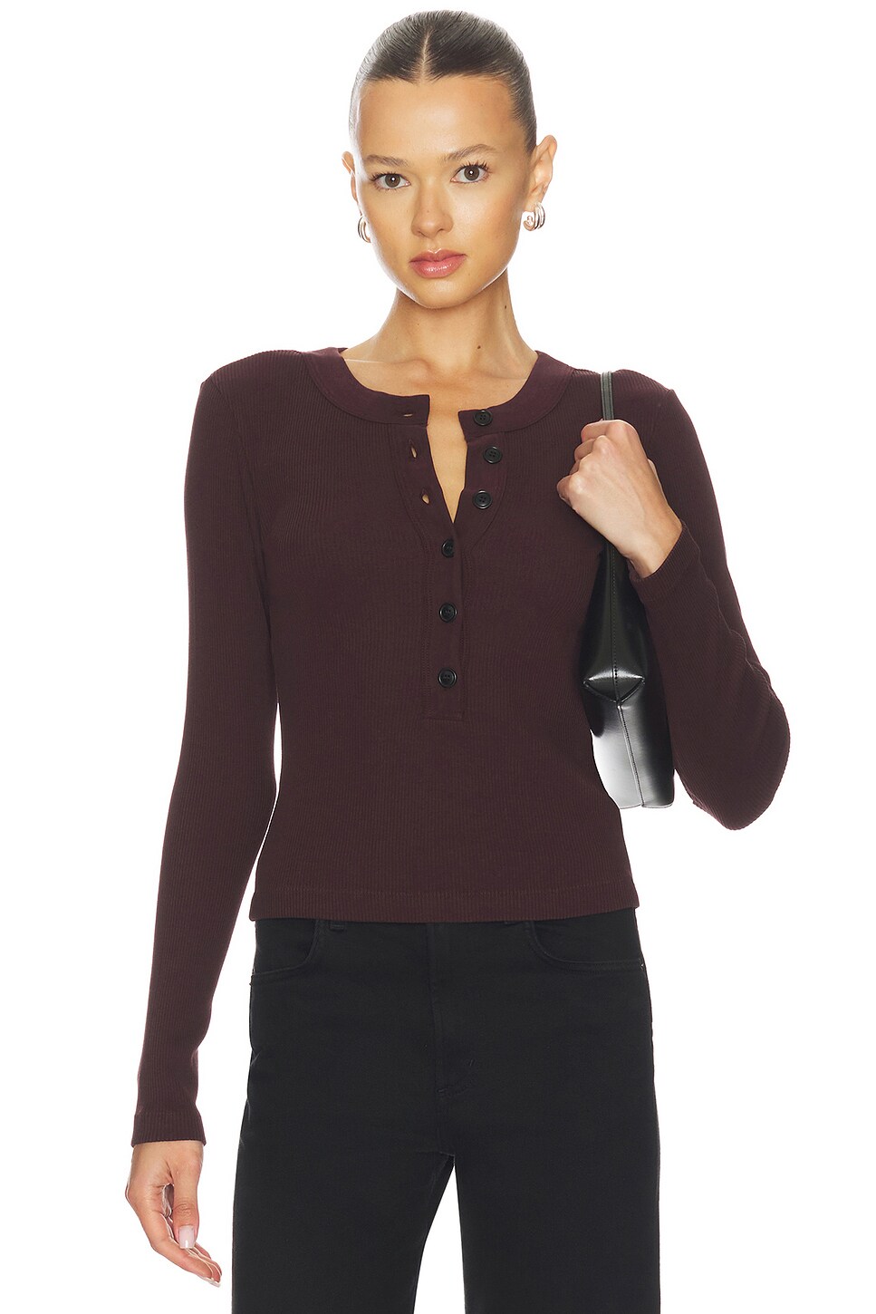 Citizens of Humanity Varra Henley Top in Mahogany | REVOLVE