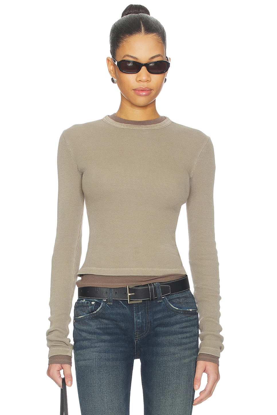 Pillar Waffle Crewneck Top