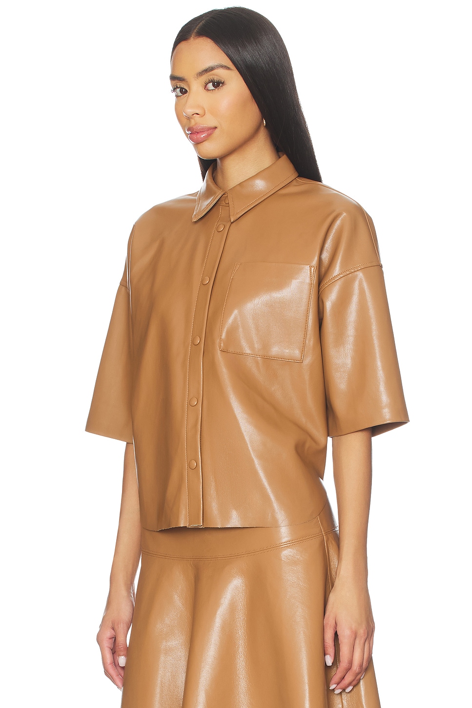 Frances Cropped Cape Button Up - thumbnail 3