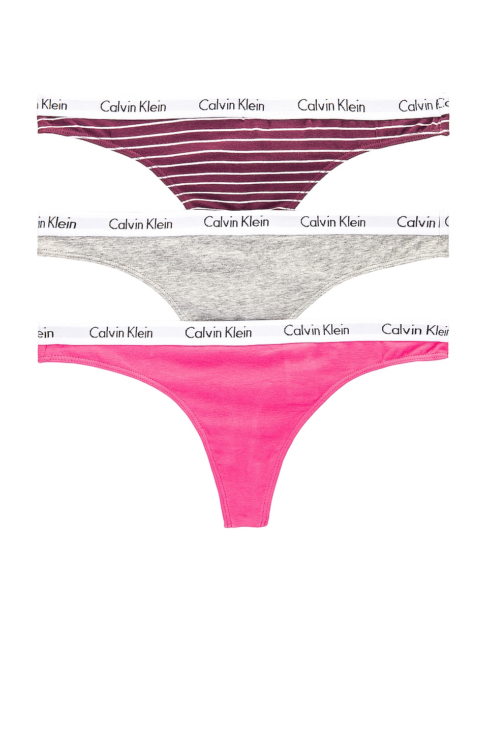 Calvin Klein Underwear 3 Pack Thong in Plum Berry, Grey Heather & Pink  Smoothie | REVOLVE