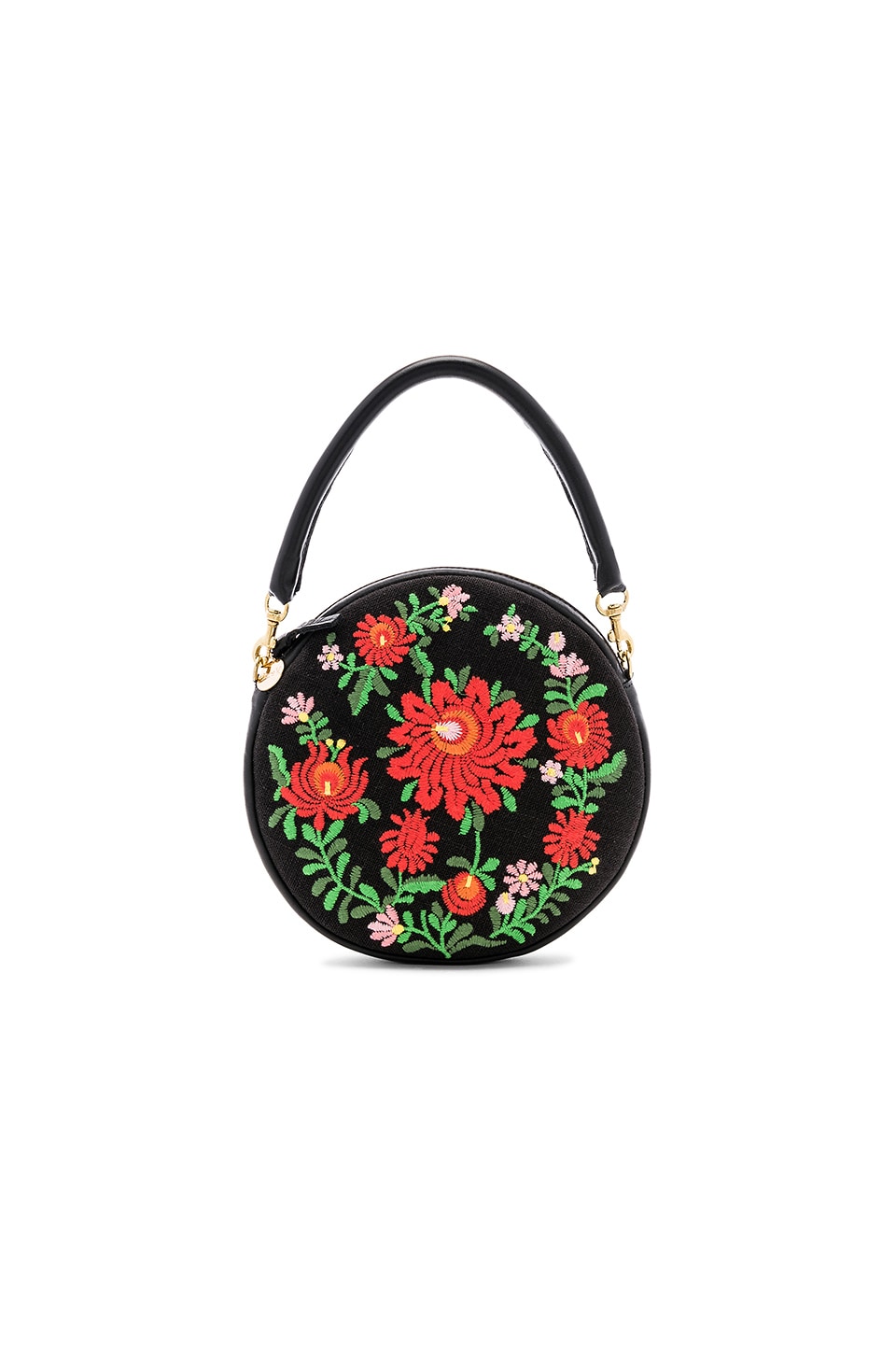 Clare V Mexican Embroidered Circle Bag In Black Revolve