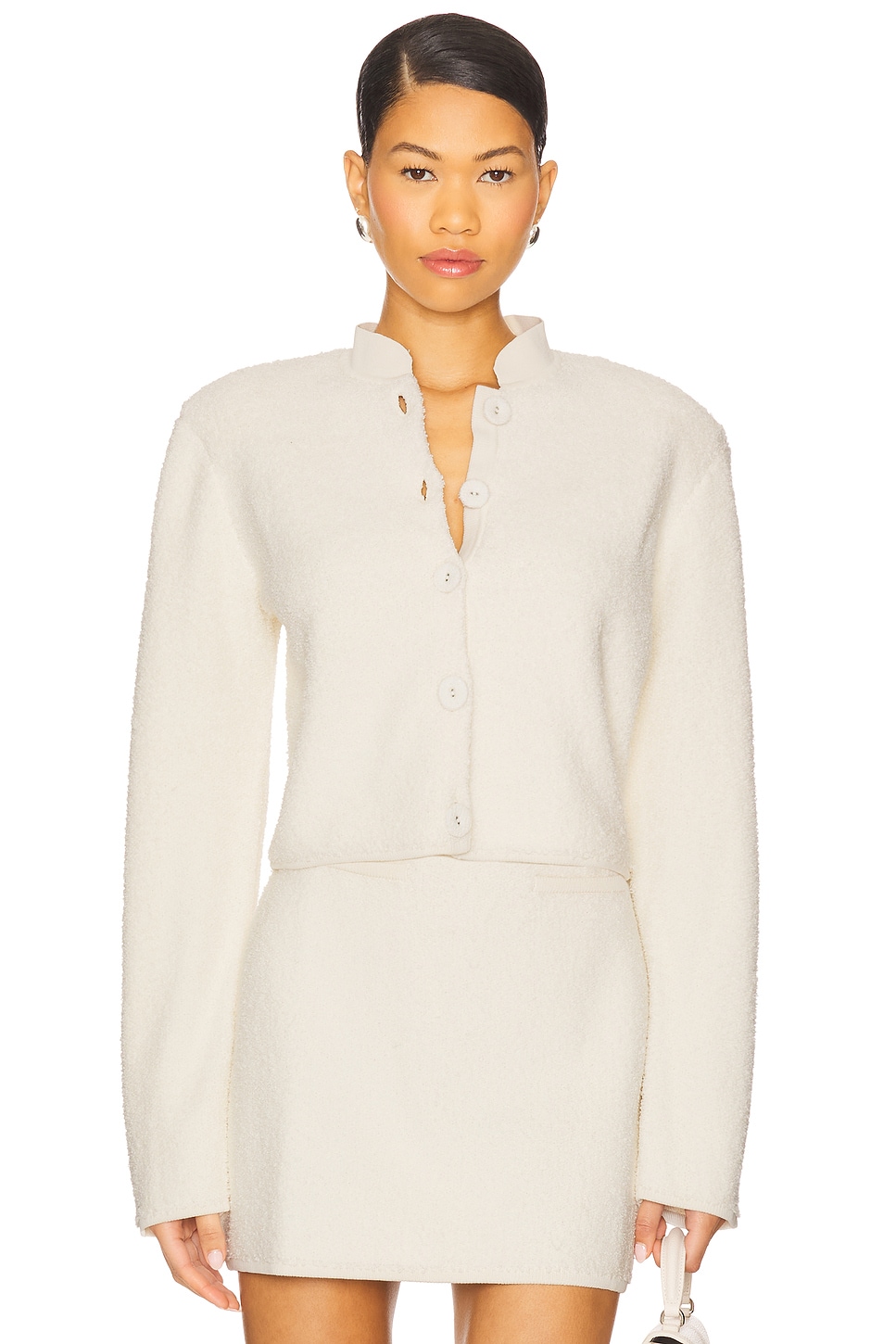 Clea Caelia Boucle Knit Jacket in Off White | REVOLVE