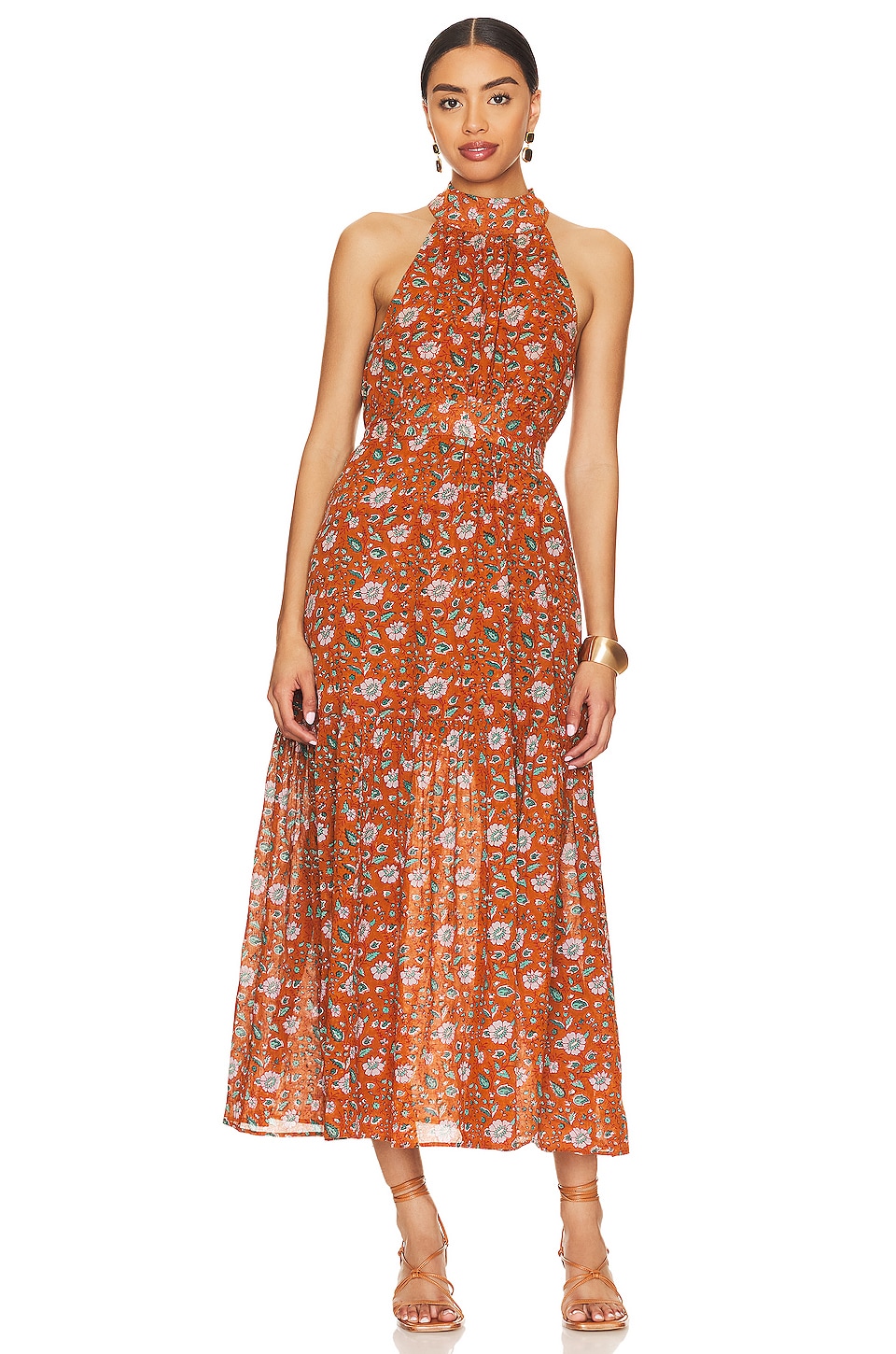 Aurola Midi Dress // Terracotta Flower